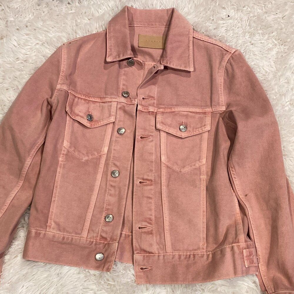 Sandro Vintage Sandro Paris Denim Jacket Pink Faded Medium Size US M / EU 48-50 / 2 - 1 Thumbnail