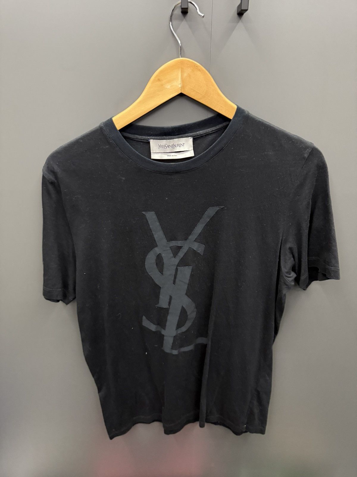 Yves Saint Laurent Yves Saint Laurent YSL Logo T-Shirt Black / Grey Size US M / EU 48-50 / 2 - 1 Thumbnail
