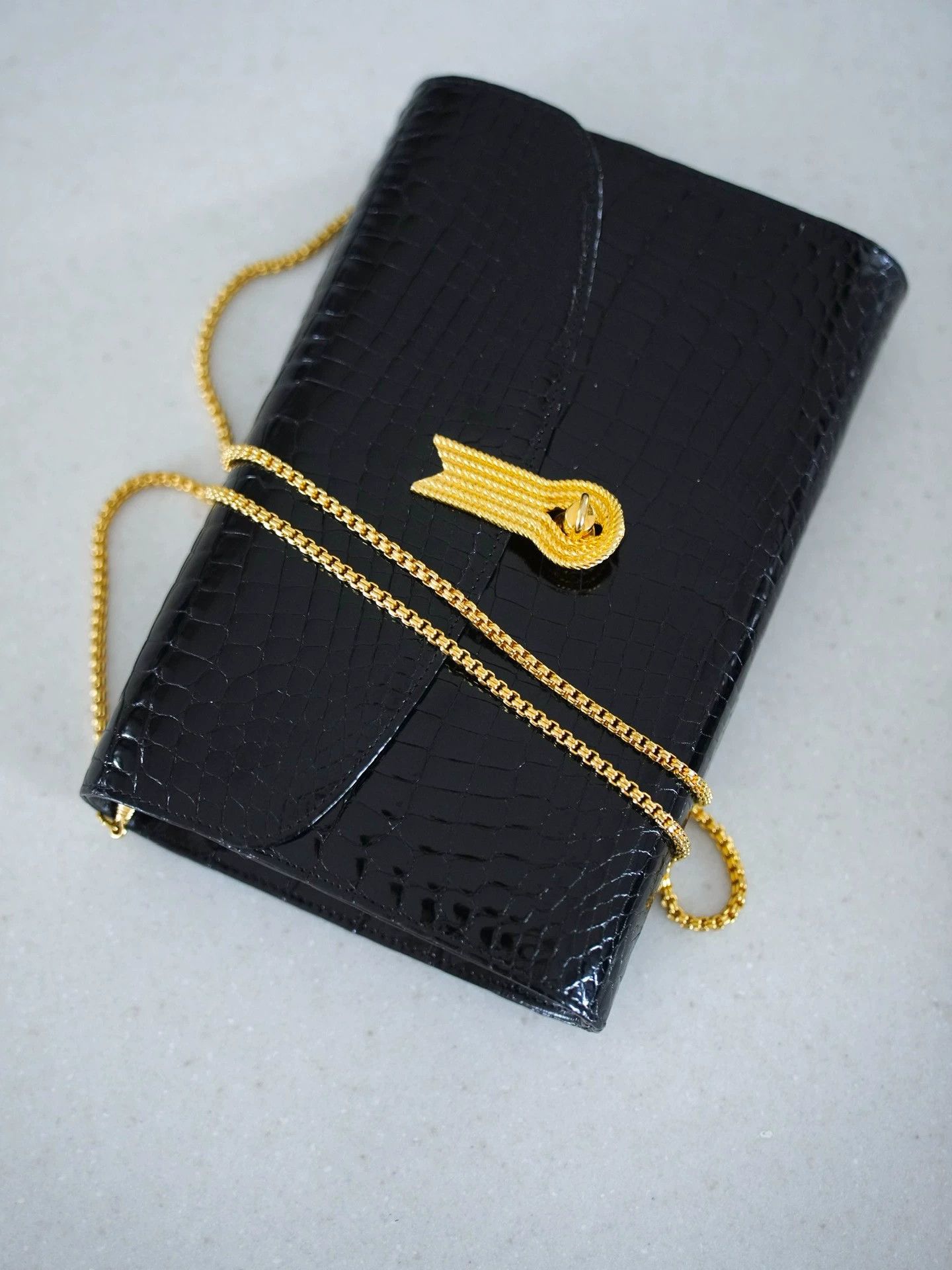 Other Morabito Vintage Gold & Black Croc 2way Handbag Size ONE SIZE - 4 Thumbnail