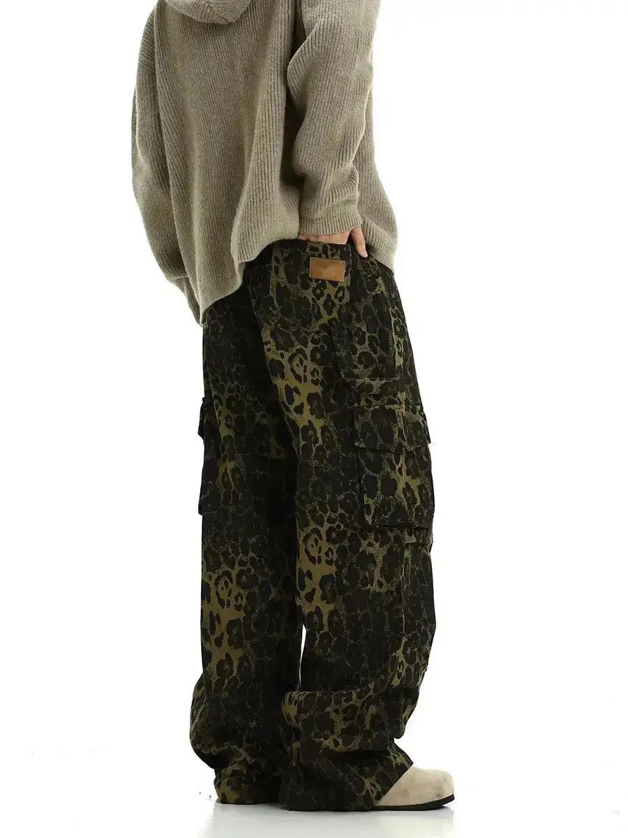 Japanese Brand Retro Leopard Print Baggy Wide Leg Casual Jeans Trousers Size US 32 / EU 48 - 6 Thumbnail