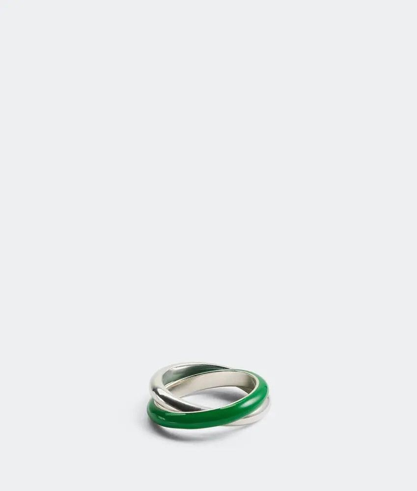 Bottega Veneta o1n1vont0425 Size: 13 / Essentials Ring in Silver/Green Size ONE SIZE - 3 Thumbnail
