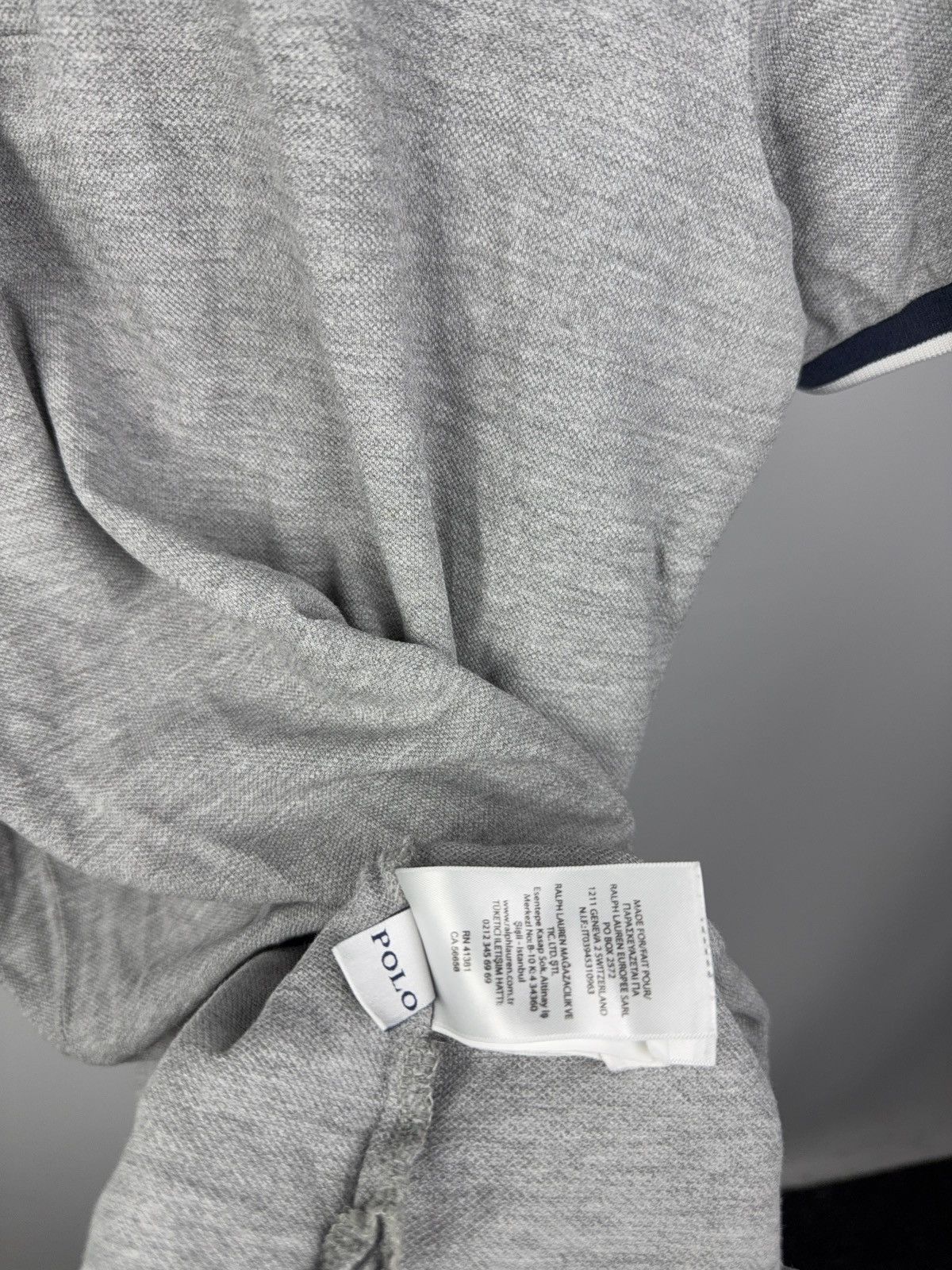 Polo Ralph Lauren Y2K 00s Ralph Lauren Custom Slim Fit Polo Grey Navy Trim L Size US L / EU 52-54 / 3 - 10 Thumbnail