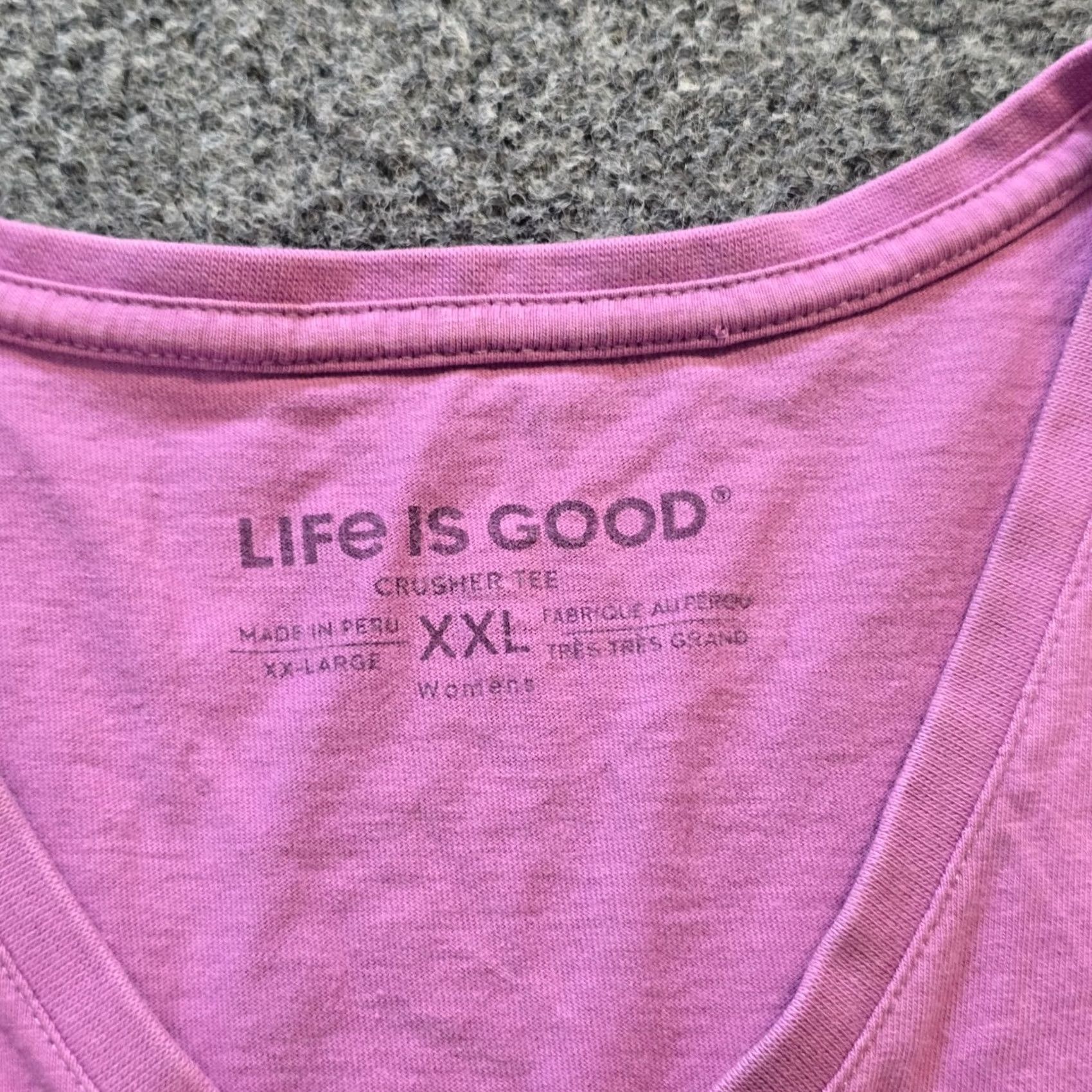 Life is Good Life is Good T-Shirt Womens XXL Pink V-Neck Short Sleeve Casual Tee 100% Cotton Lightweight Size XXL / US 16-18 / IT 52-54 - 4 Thumbnail