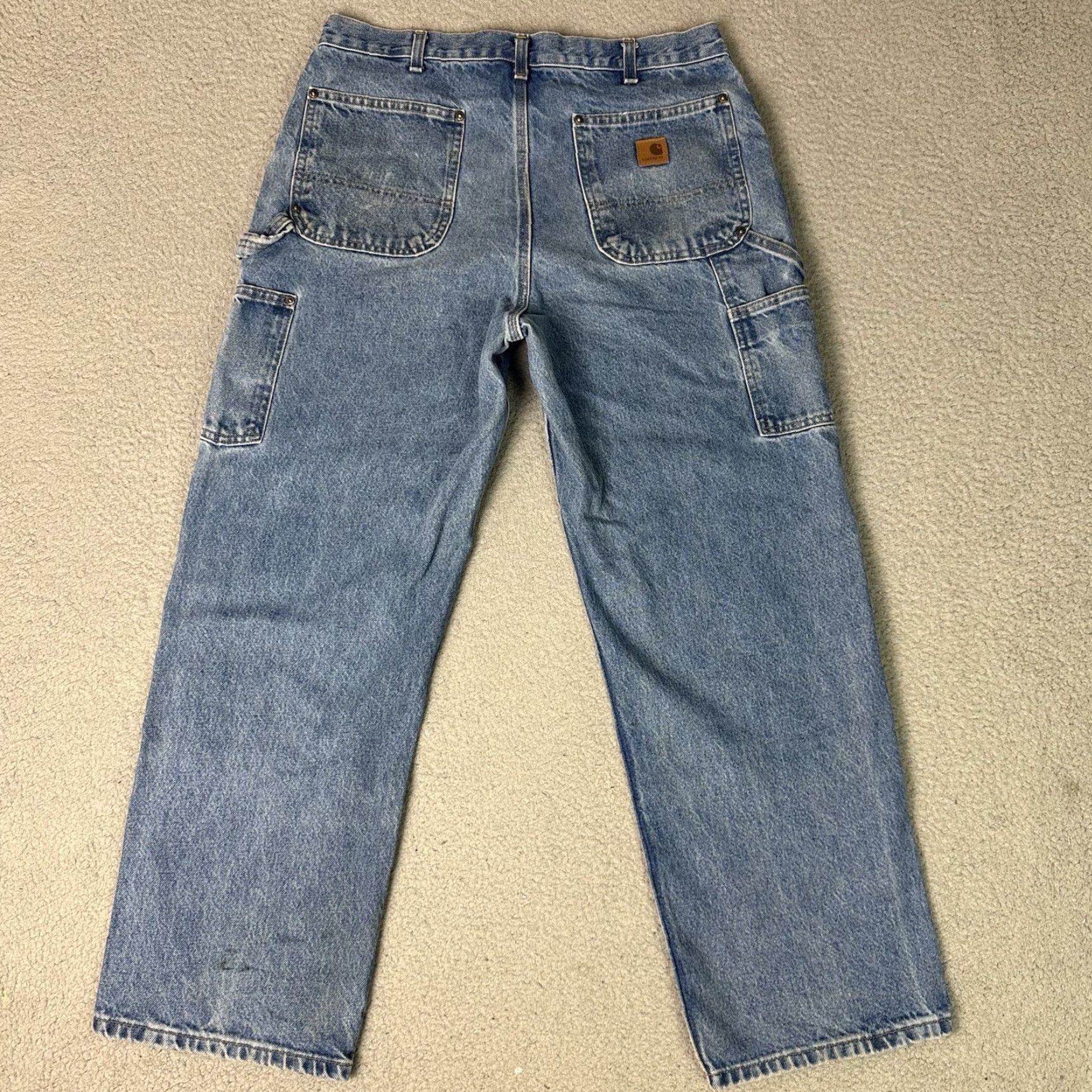 Carhartt Carhartt Jeans Mens 36x30 Blue Denim DST B13 Dungaree Workwear Distressed 5-Pocket Logo Mid Rise Relaxed Straight Size US 36 / EU 52 - 5 Thumbnail