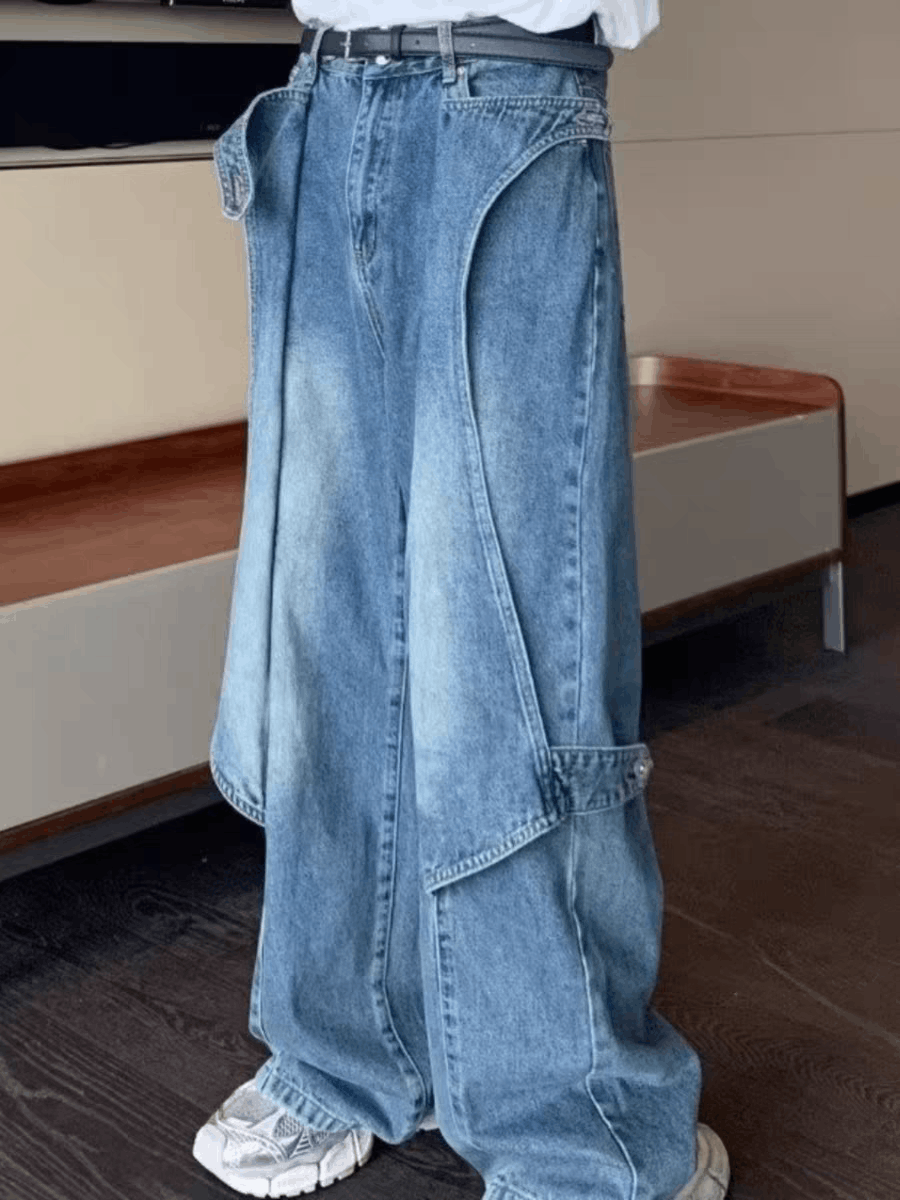 image of Light Blue High Street Vintage Loose Jeans, Men's (Size 30)