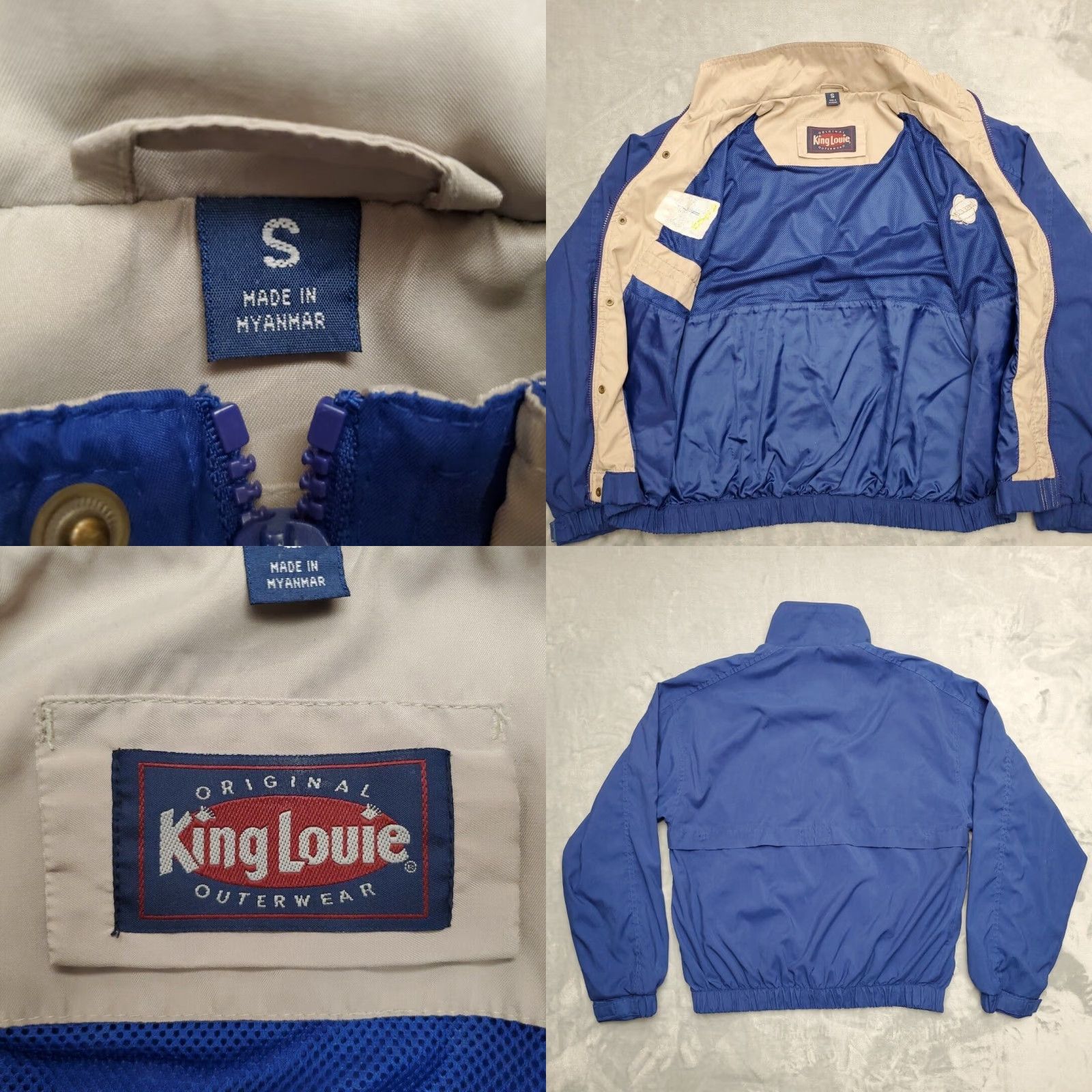 Vintage VTG King Louie Jacket Men S Bomber Blue Cotton Lining Embroidered Logo Full Zip Casual Size US S / EU 44-46 / 1 - 8 Thumbnail