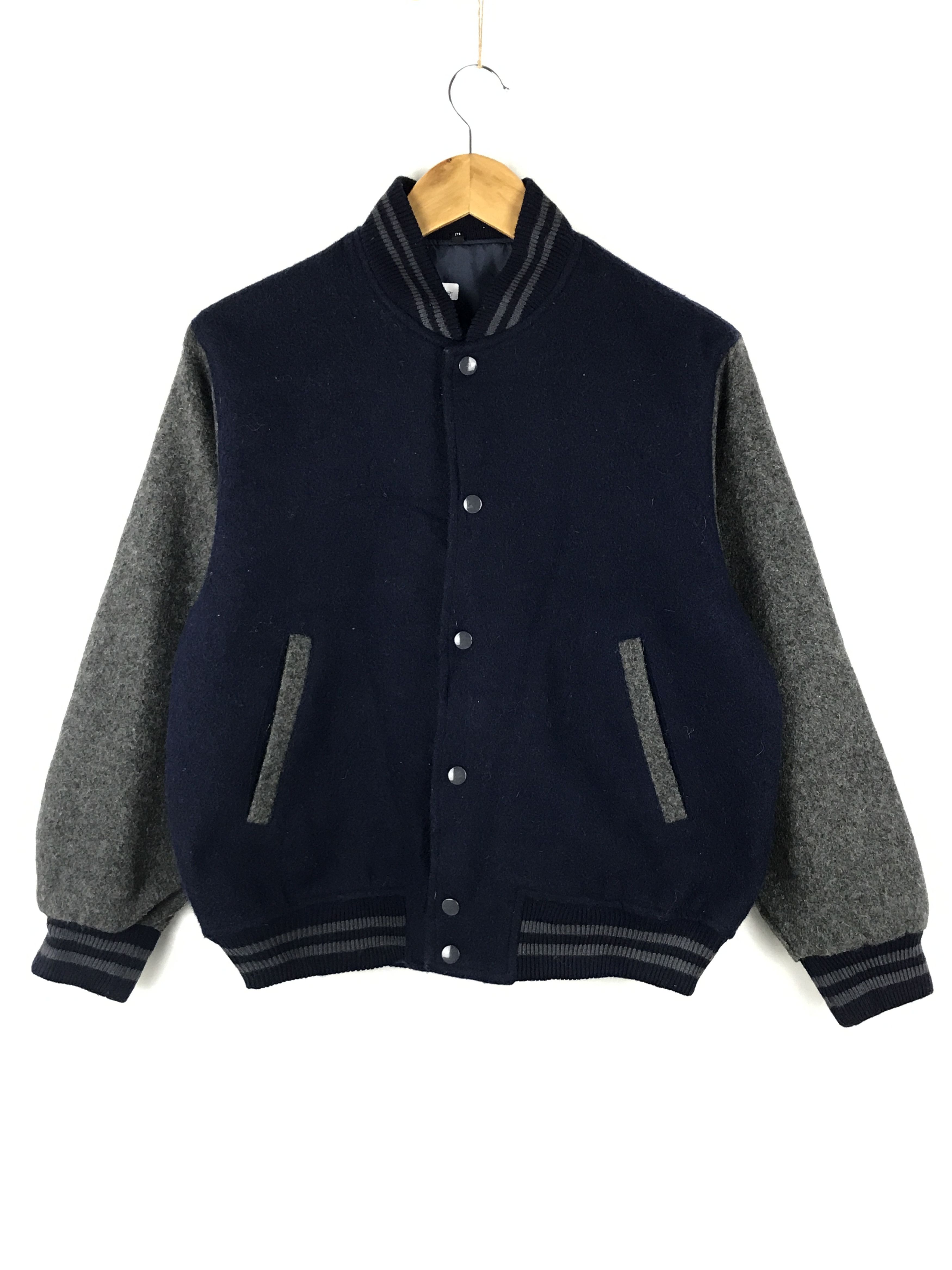 image of Unbrnd x Varsity Jacket Vintage Unbrand Varsity Jacket in Dark Blue, Men's (Size Small)