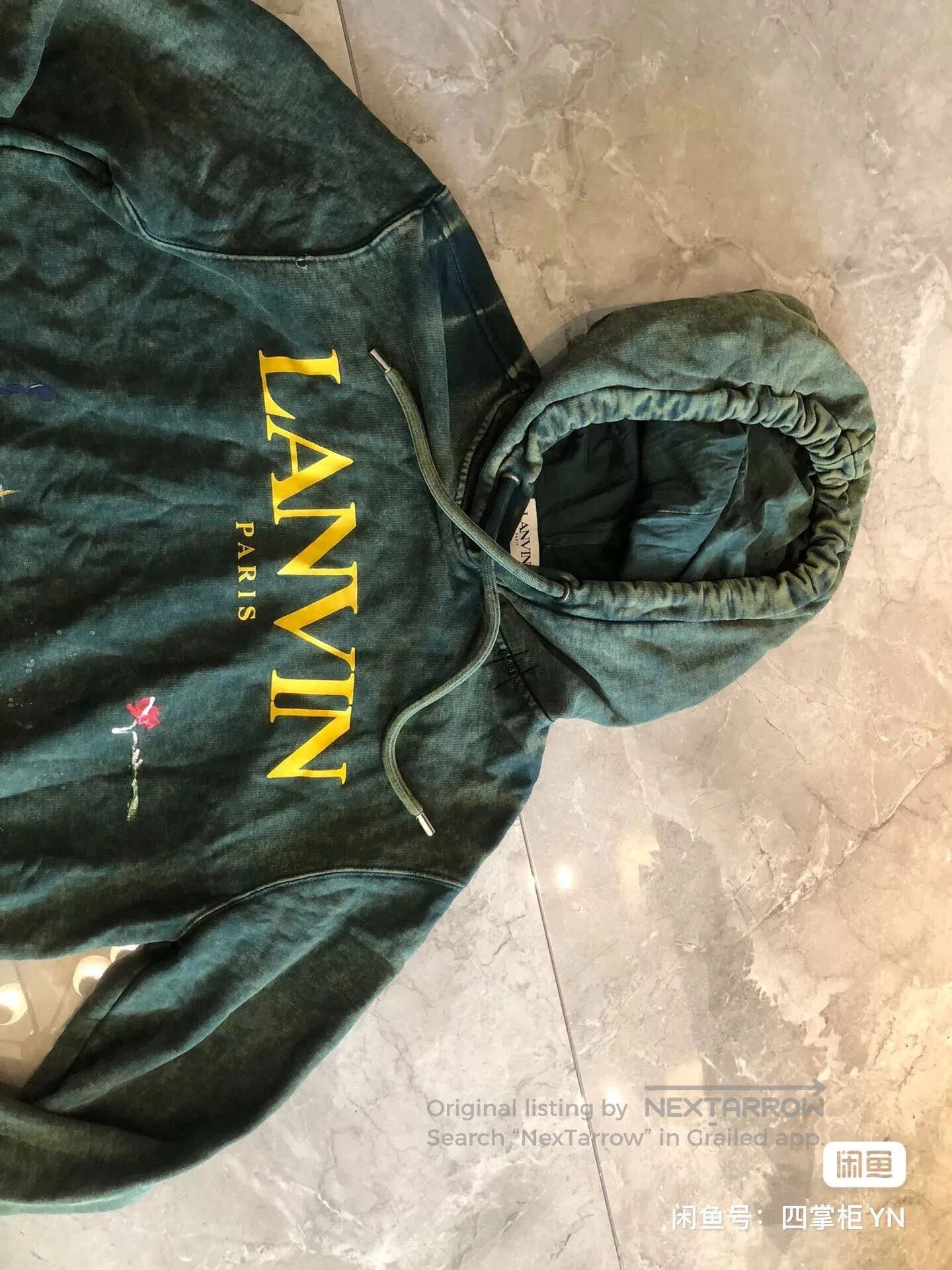 Lanvin LANVIN x GALLERY DEPT Green Distressed Hoodie. Size S / US 4 / IT 40 - 4 Thumbnail