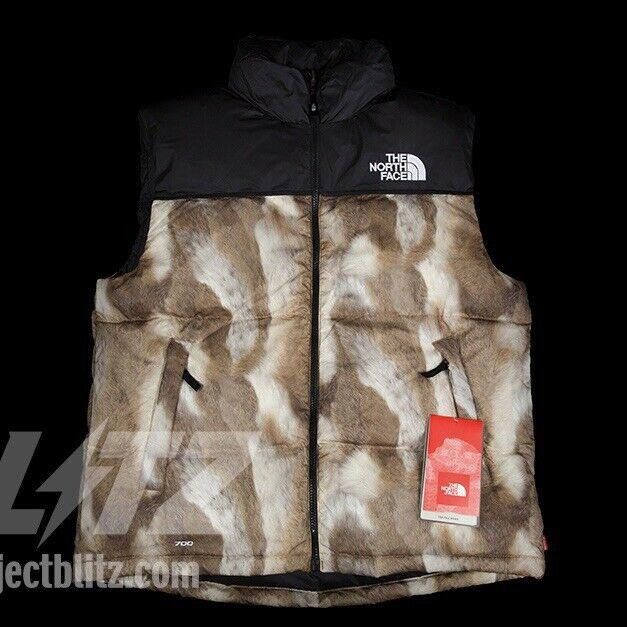 Supreme The North Face Fur Print Nuptse Vest | Grailed