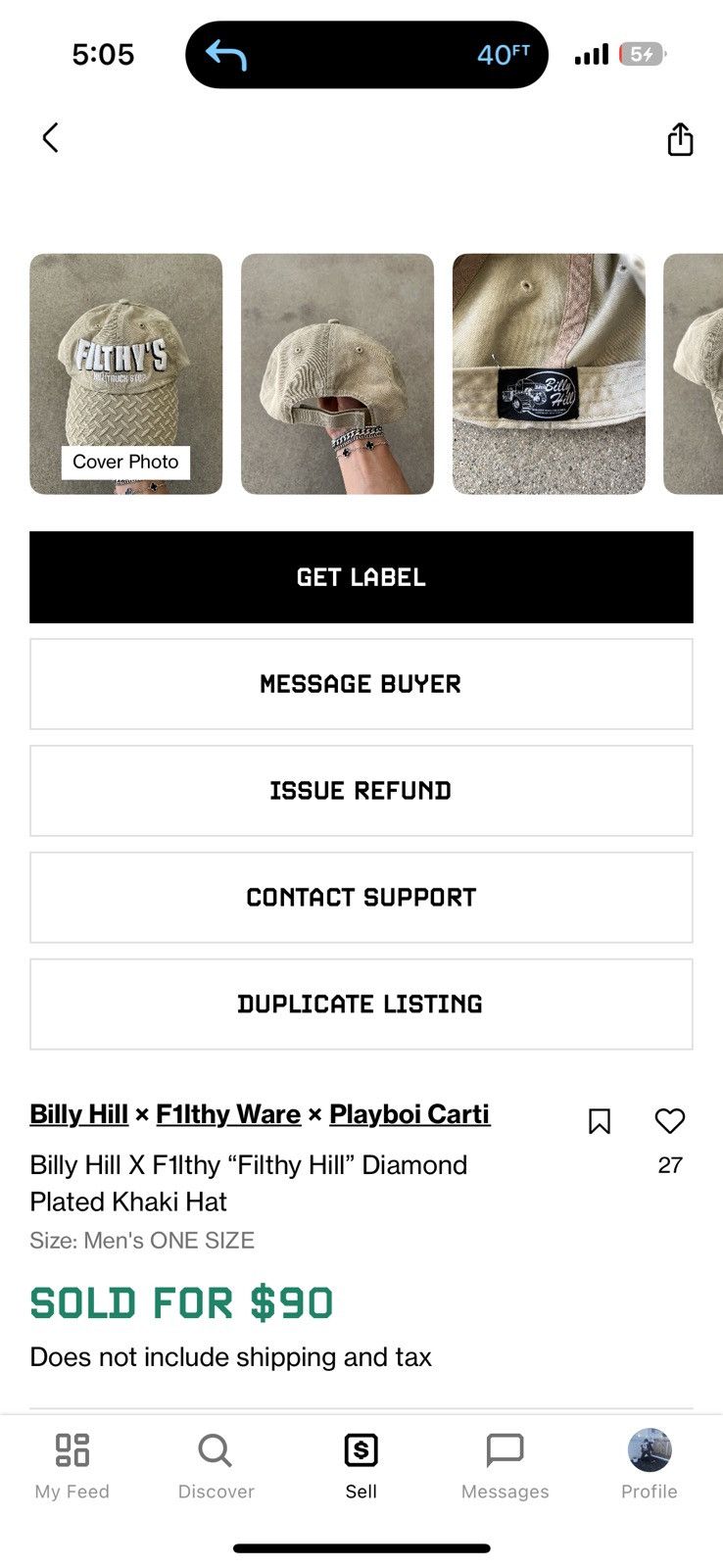Billy Hill Billy Hill X F1lthy “Filthy Hill” Diamond Plated Denim Hat Size ONE SIZE - 13 Thumbnail