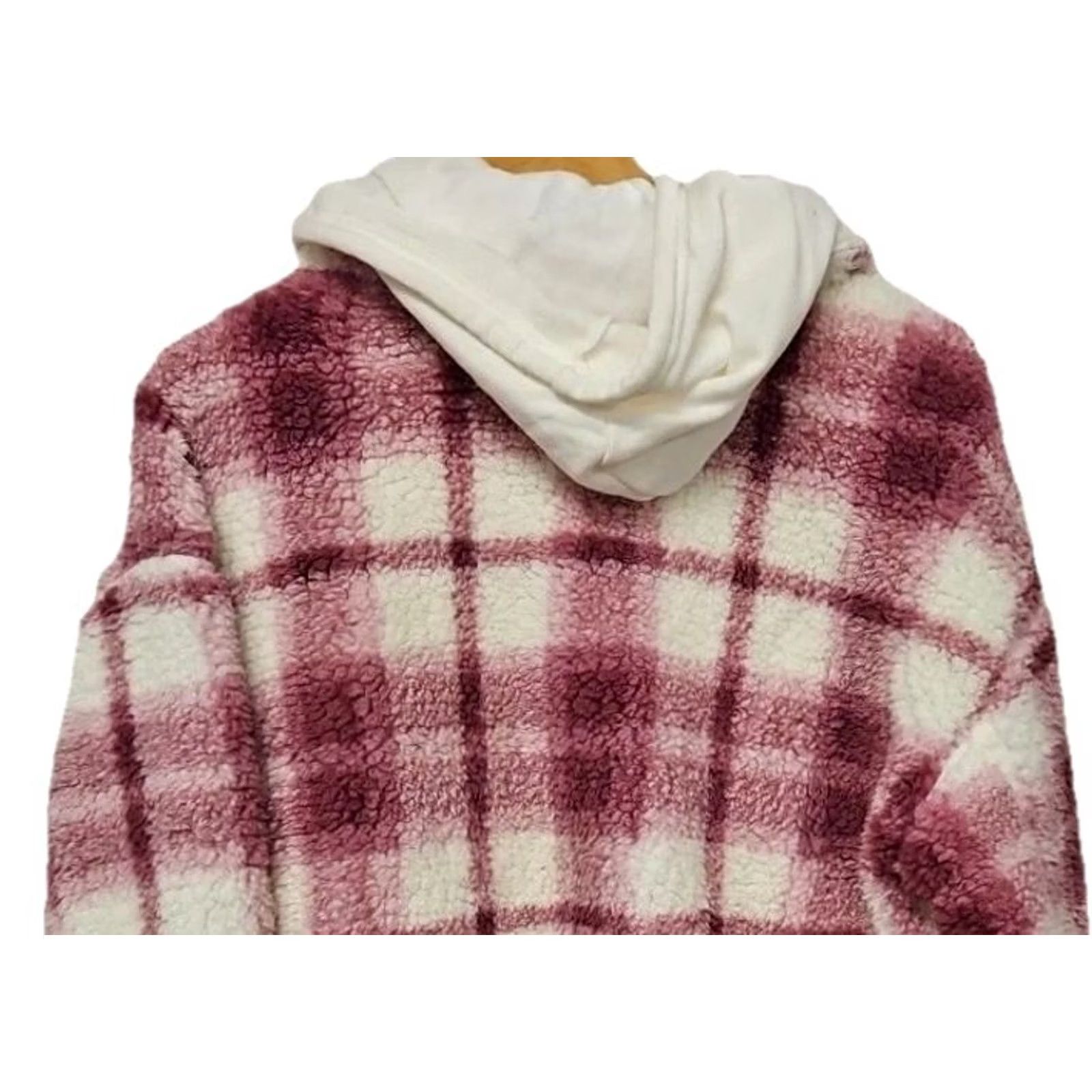 Vintage No Boundaries Pink Plaid Sherpa Shacket Hoodie Jacket Cozy Soft Girl Y2K Fleece M 8-10 Women S Size S / US 4 / IT 40 - 6 Thumbnail