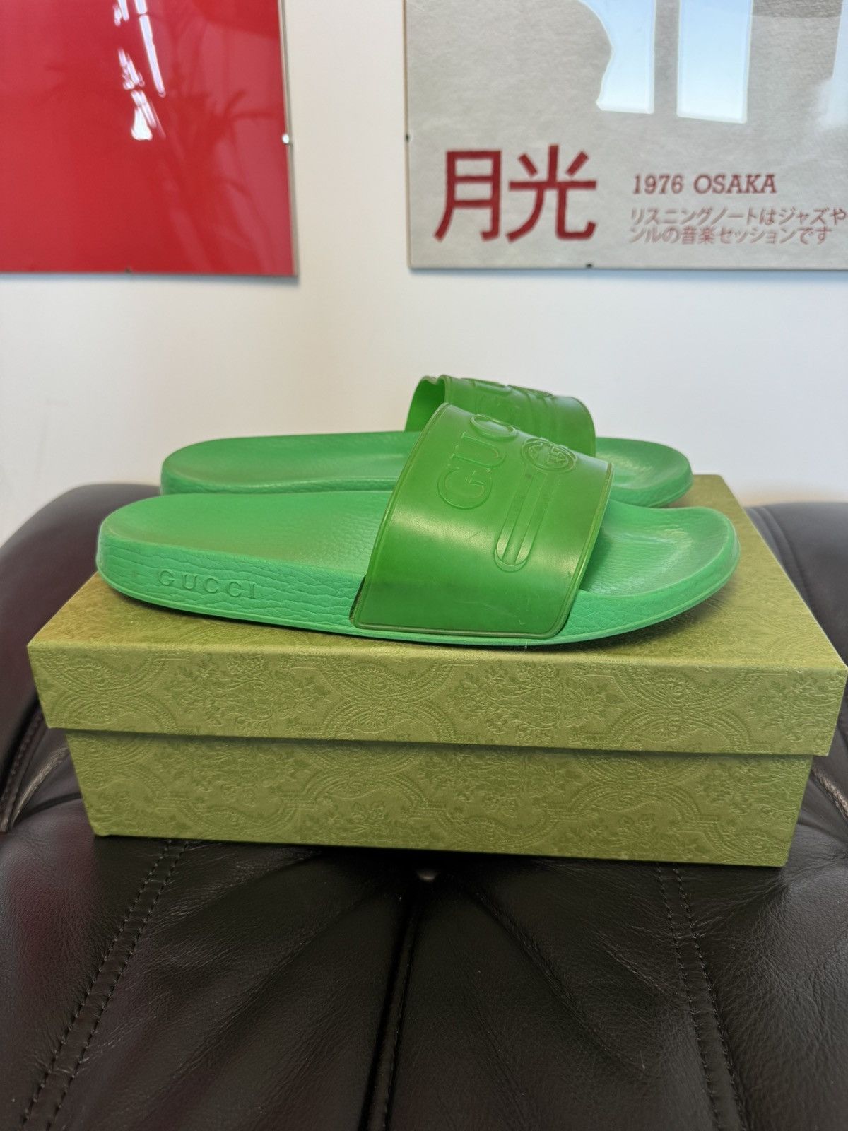 Gucci GUCCI Pursuit Green Pool Slides / Sandals Designer Luxury Size US 9 / EU 42 - 2 Thumbnail