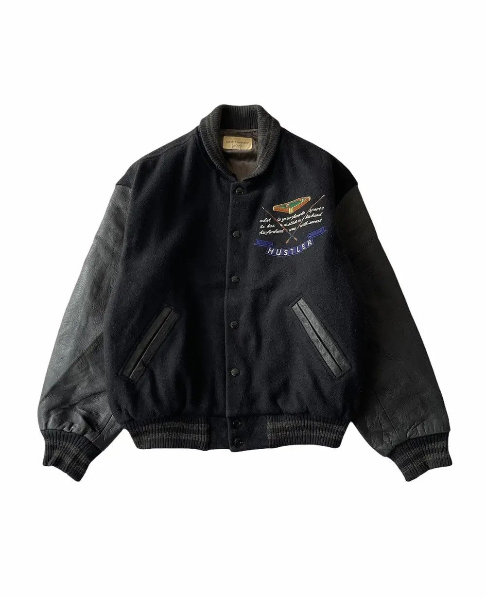 Vintage HUSTLER NEW YORK LEGEND VARSITY JACKET Size US L / EU 52-54 / 3 - 8 Thumbnail