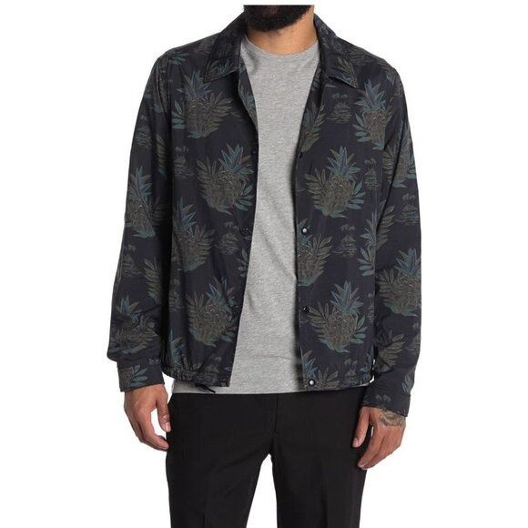 Vince Vince Mens Black Blue Tropical Print Full Zip Pocket Windbre Size US M / EU 48-50 / 2 - 1 Thumbnail