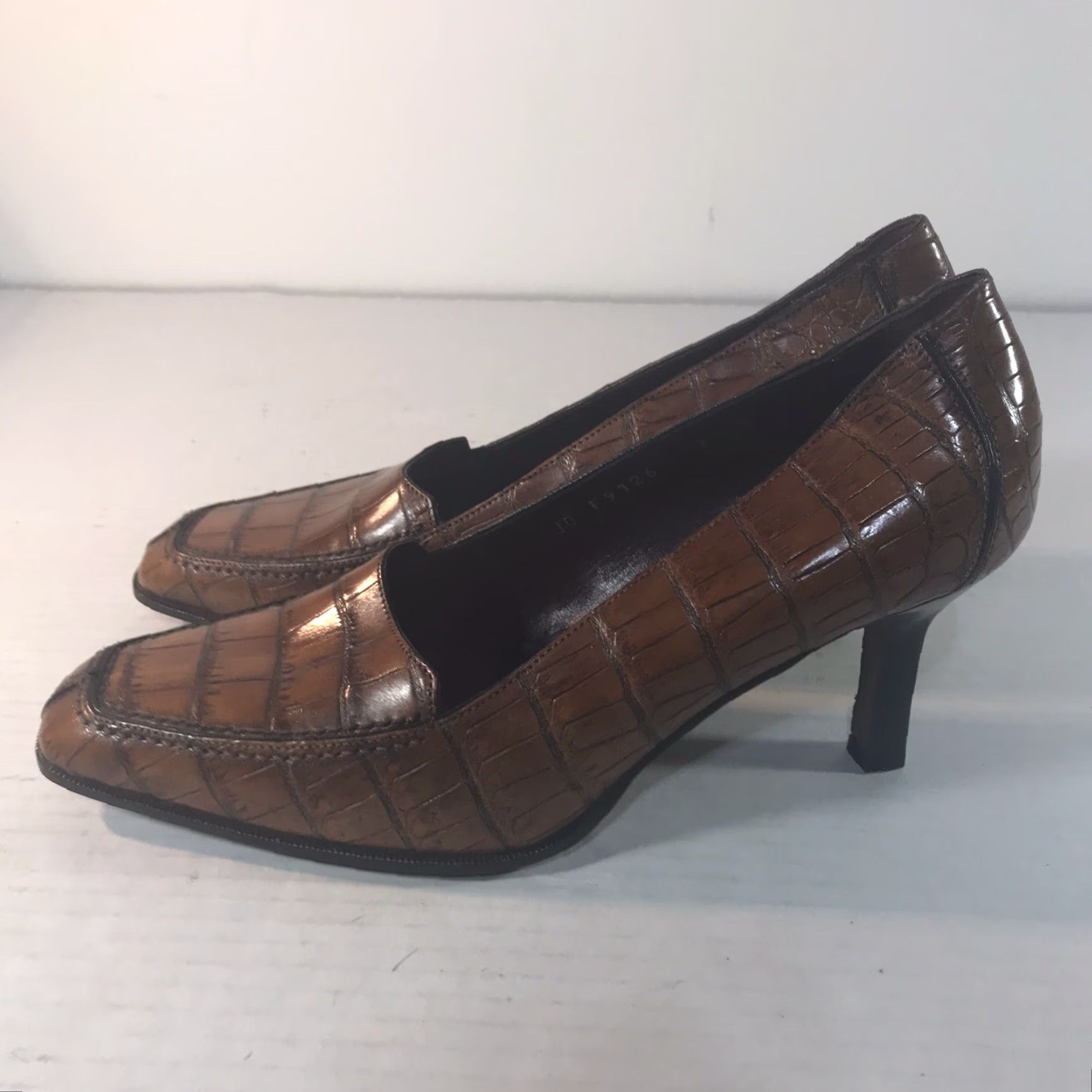 Cole Haan Cole Haan City Brown Leather Pumps Womens Size 7B Square Toe 3in Heels Italy Size US 7 / IT 37 - 2 Thumbnail