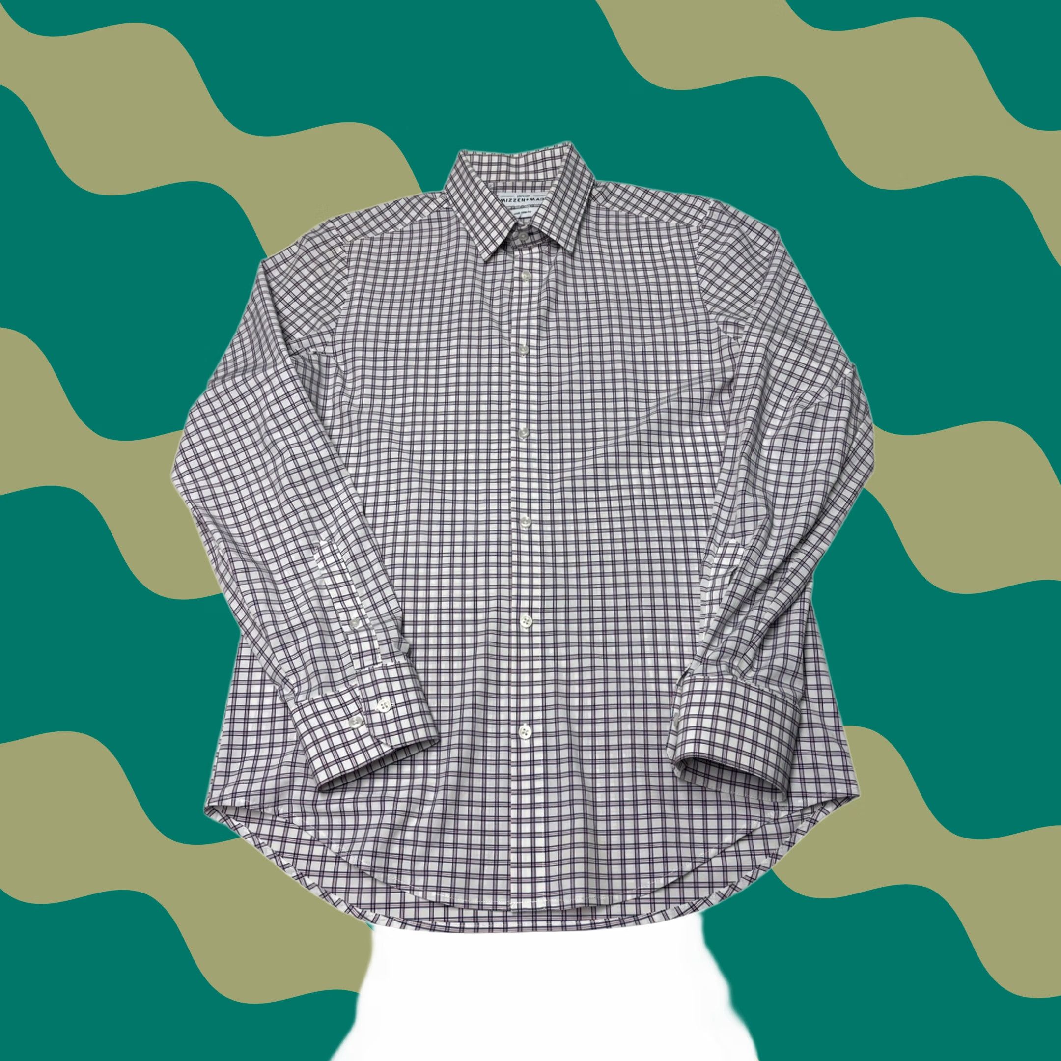 Mizzen+Main Mizzen + Main Dress Shirt Mens L Trim Fit Check Multicolor White Red Pattern Shirt Size 42R - 1 Thumbnail