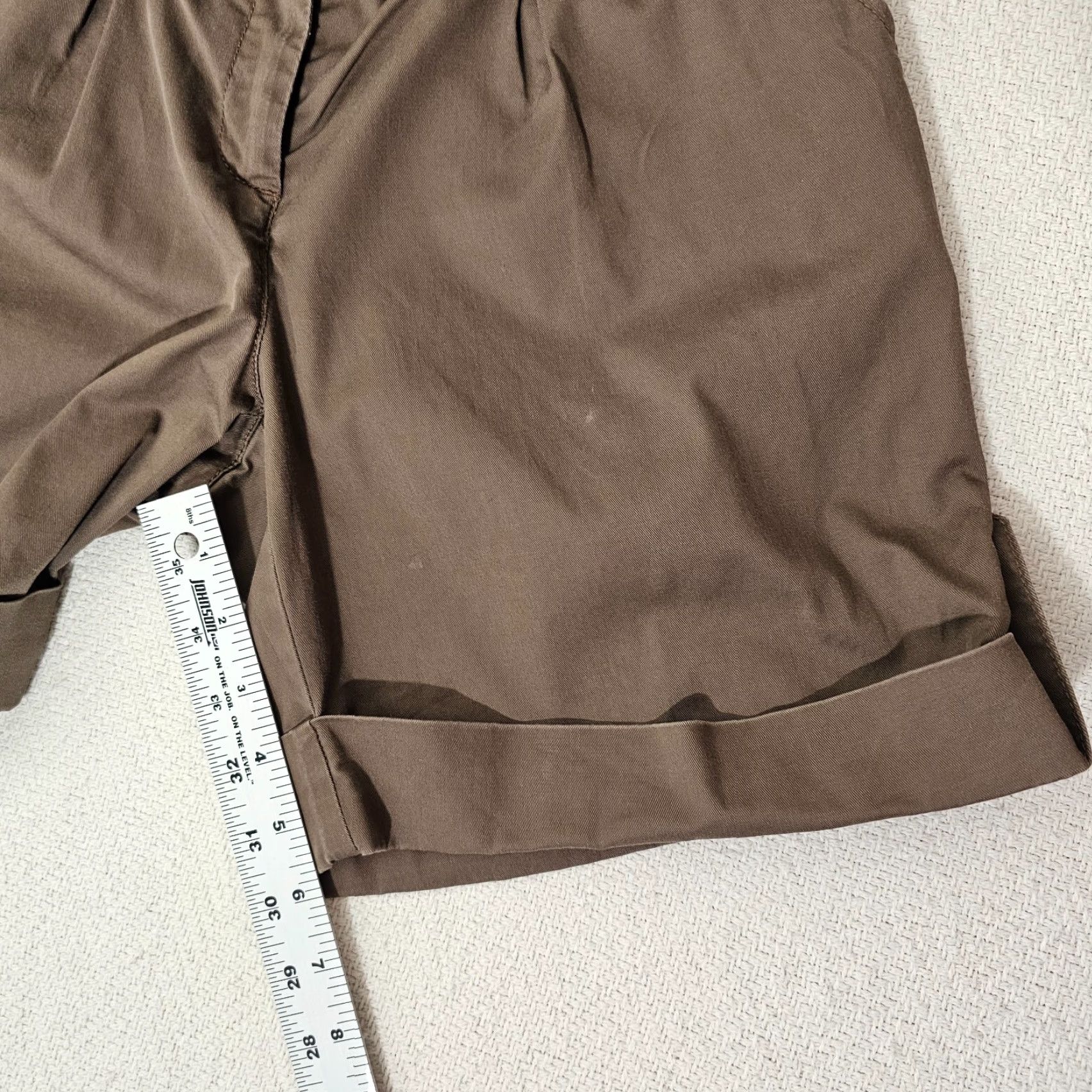 J. Jill J. Jill Shorts Women Bermuda 4P Petites Brown Cotton Cuffed Slash Pocket Zip Mid Rise 5.5 In Solid Flat Front Casual Spring Summer Classic Size 27" / US 4 / IT 40 - 5 Thumbnail