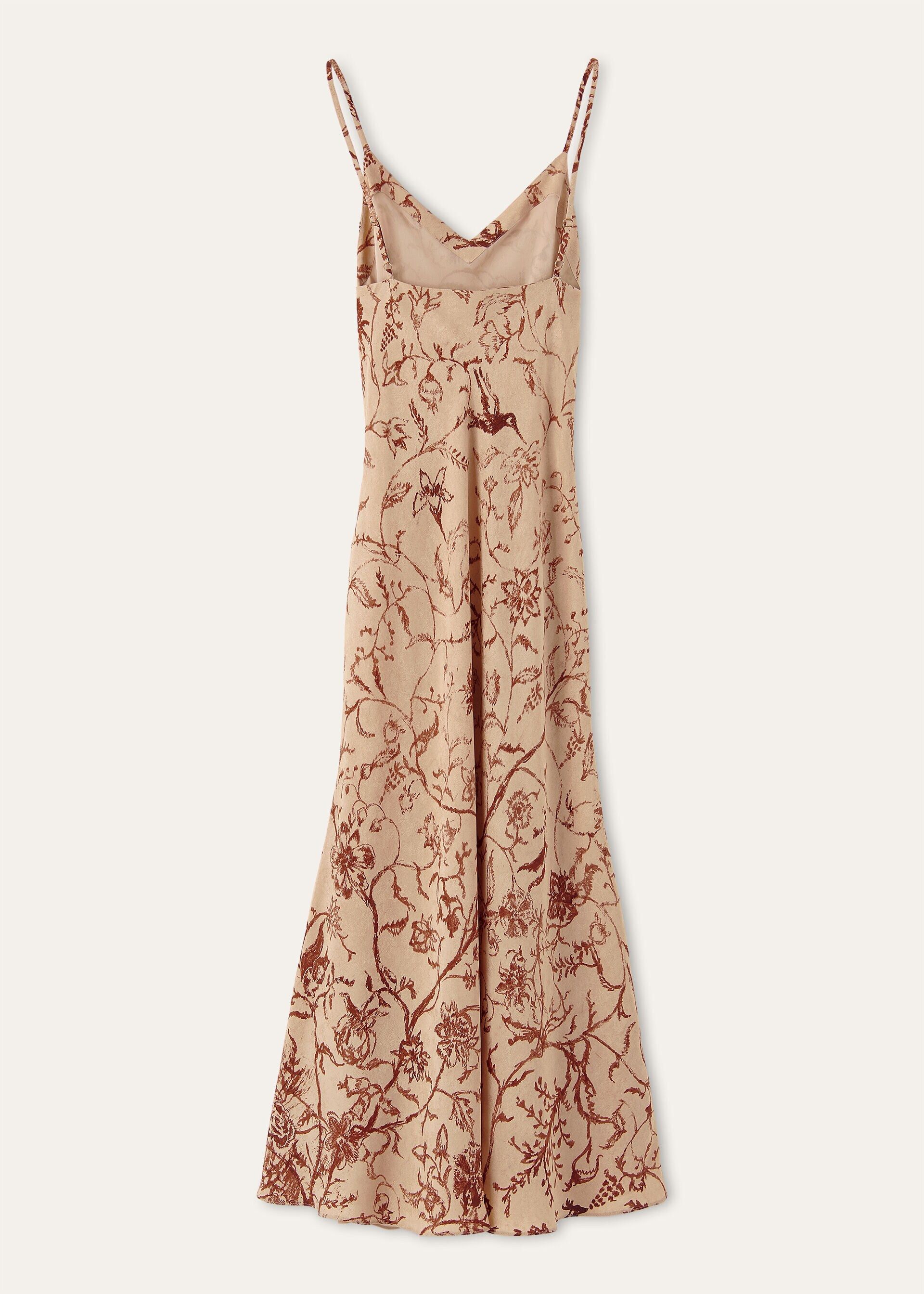 Loro Piana os11x0326 FAR0263 Marian Dress in Beige/Bordeaux Size L / US 10 / IT 46 - 2 Thumbnail