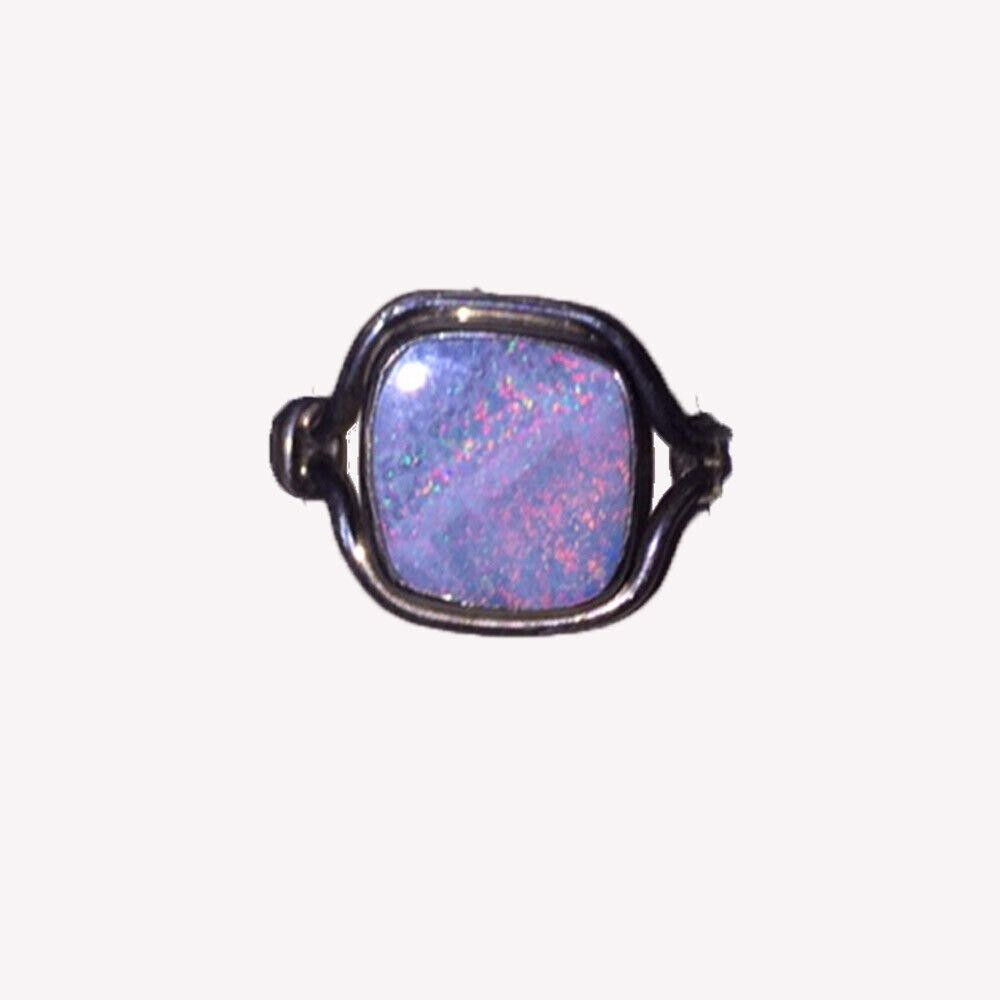 Designer Square Opal Sterling Silver Ring Size ONE SIZE - 1 Thumbnail