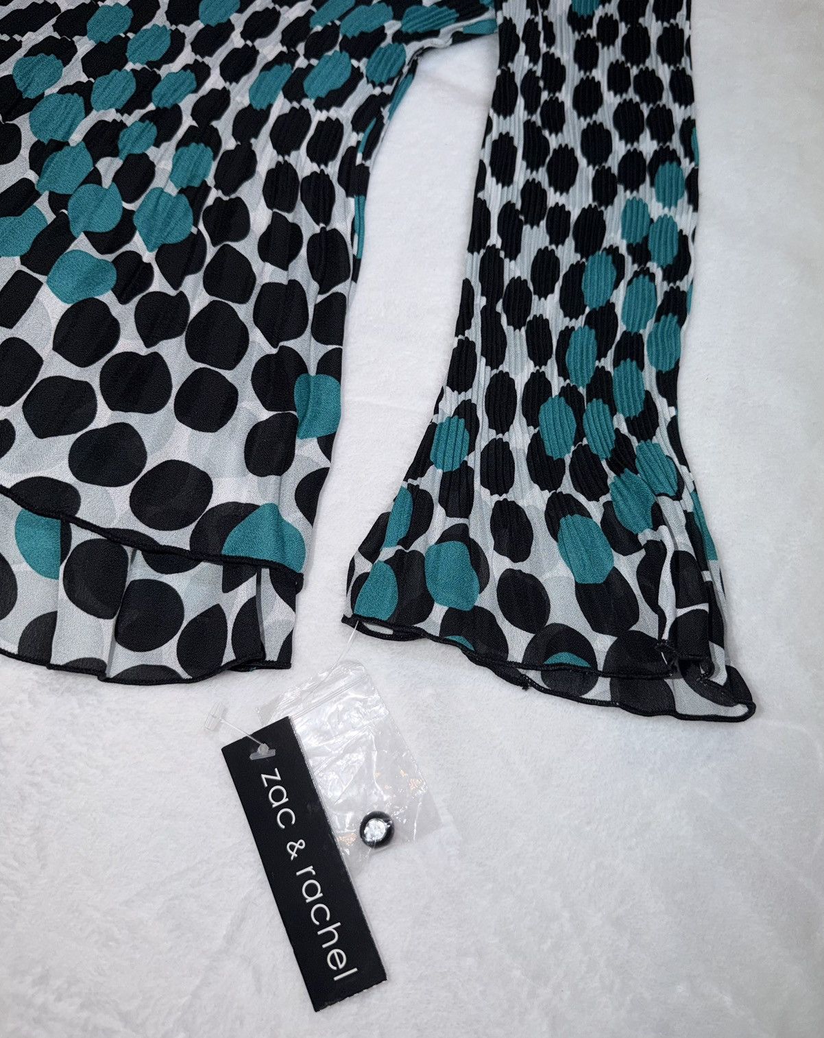 Other Zac & Rachel Y2K Peasant Top Teal Polka Dot Ruffle Blouse Size S / US 4 / IT 40 - 2 Thumbnail