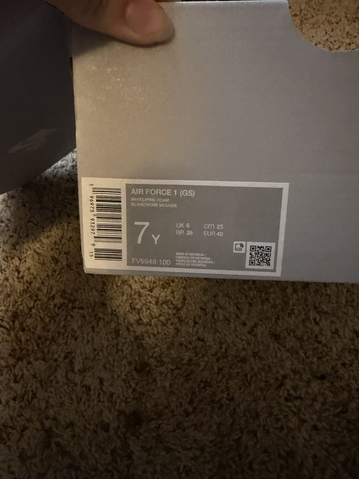 Nike Air Force 1 “ White Pink Foam” GS Size US 8.5 / IT 38.5 - 7 Thumbnail