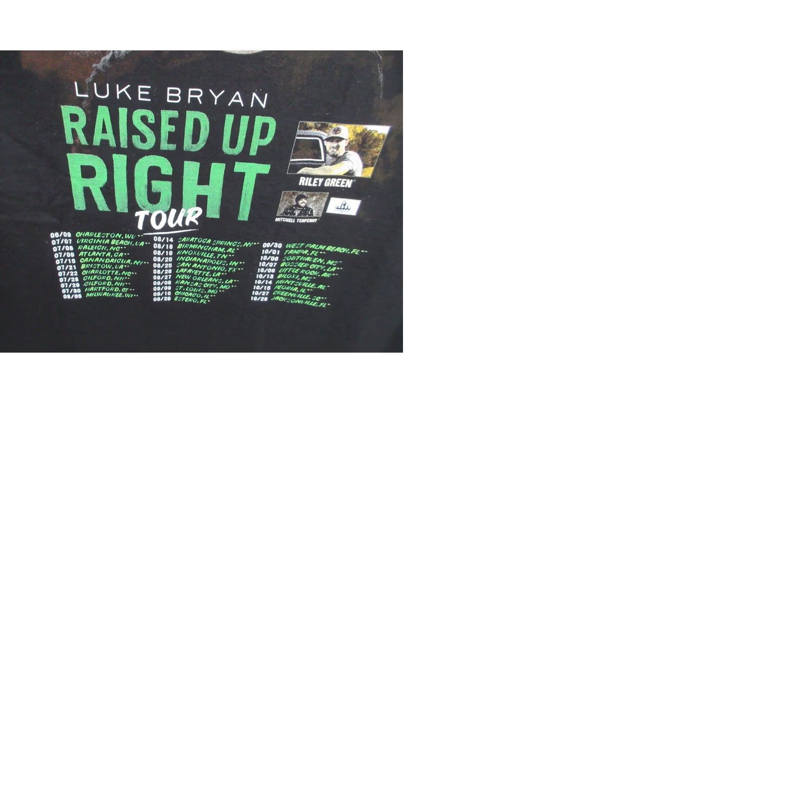 Fruit Of The Loom NEW DEFECTS Luke Bryan Raised Up Right Tour 2022 Concert T-Shirt Black XL Men Size US XL / EU 56 / 4 - 9 Thumbnail