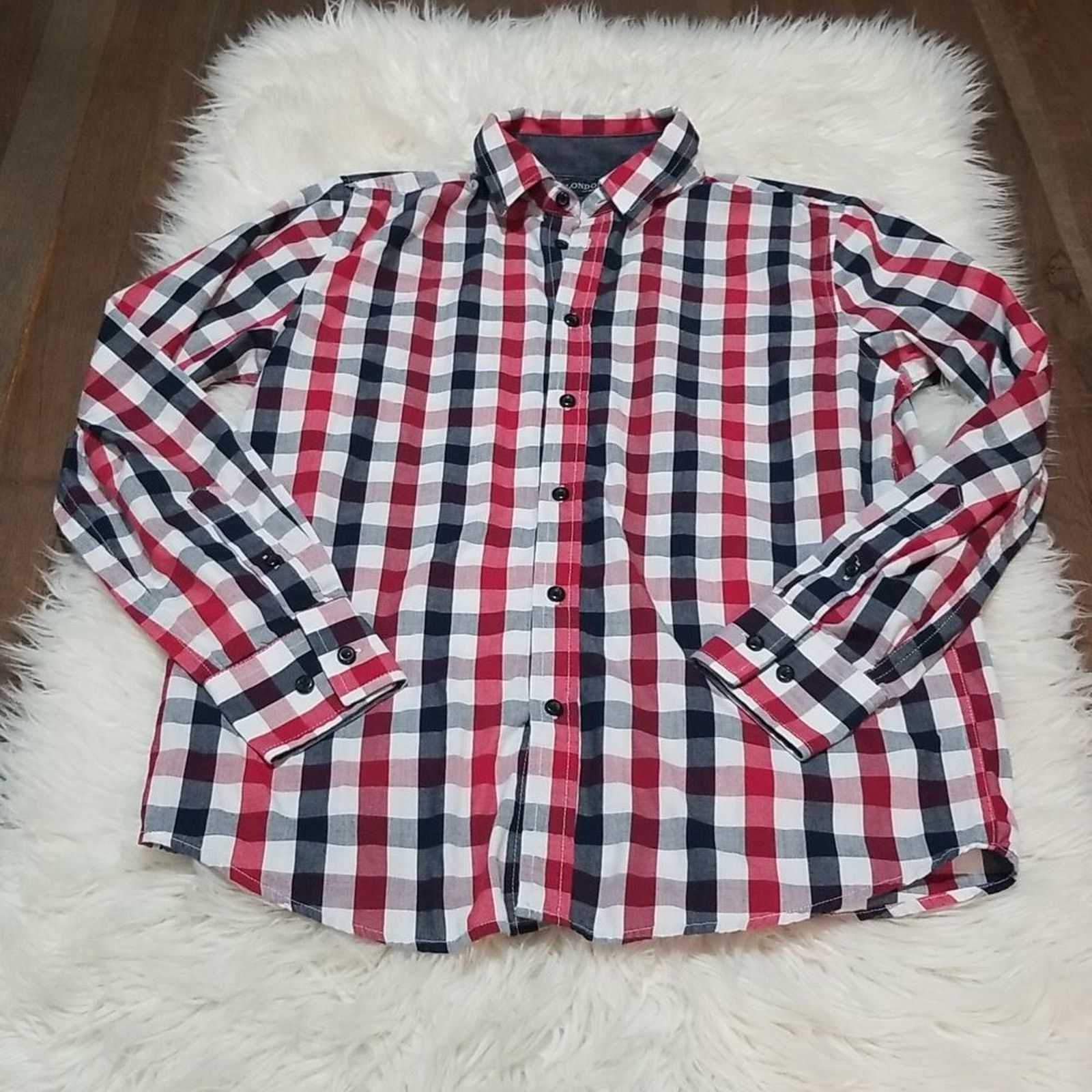 London Fog London Fog Men's Checkered Casual Button Down Shirt Size US S / EU 44-46 / 1 - 1 Thumbnail