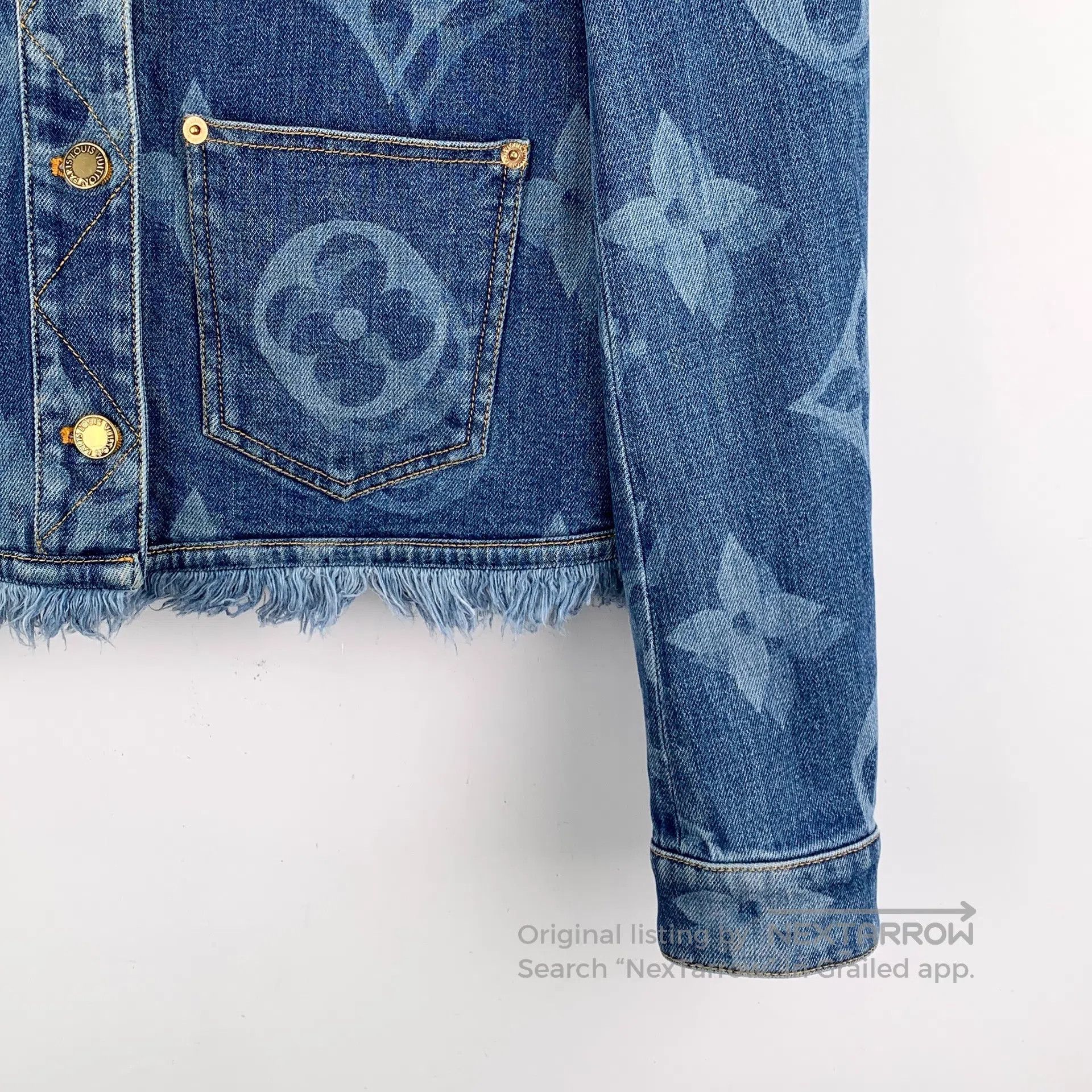 Louis Vuitton Louis Vuitton Dark blue logo vintage print fringed cotton Size XS / US 0-2 / IT 36-38 - 4 Thumbnail