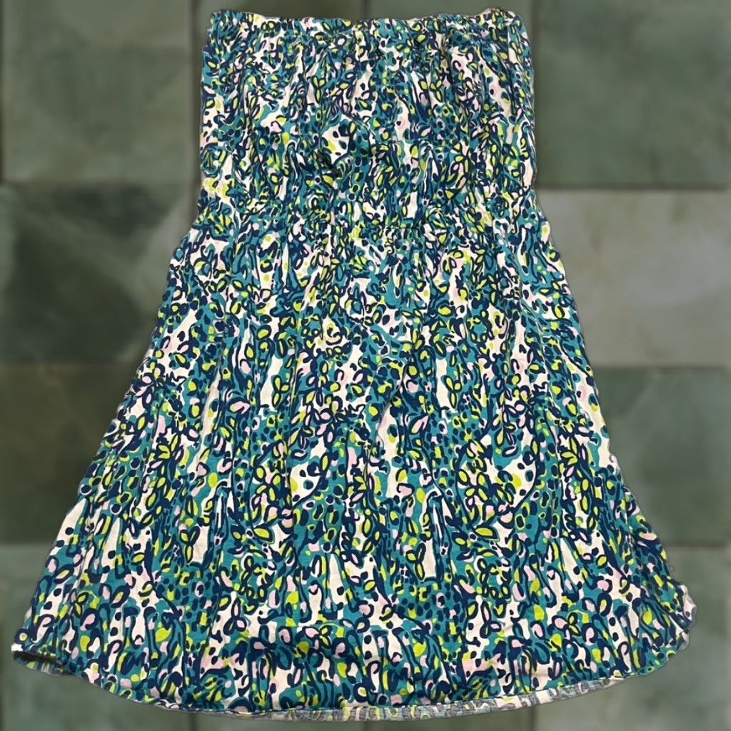 Lilly Pulitzer VINTAGE Lilly Pulitzer Windsor Sea Blue Its A Stretch Strapless Dress #82490 Sz Medium Size M / US 6-8 / IT 42-44 - 1 Thumbnail
