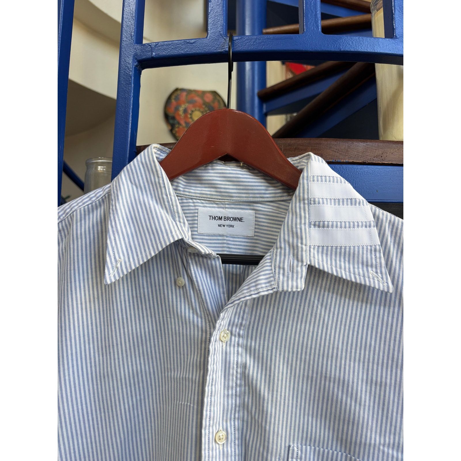 Thom Browne Thom Browne Blue Pinstripe LS Button Down – Size 5 XXL Size US XXL / EU 58 / 5 - 3 Thumbnail