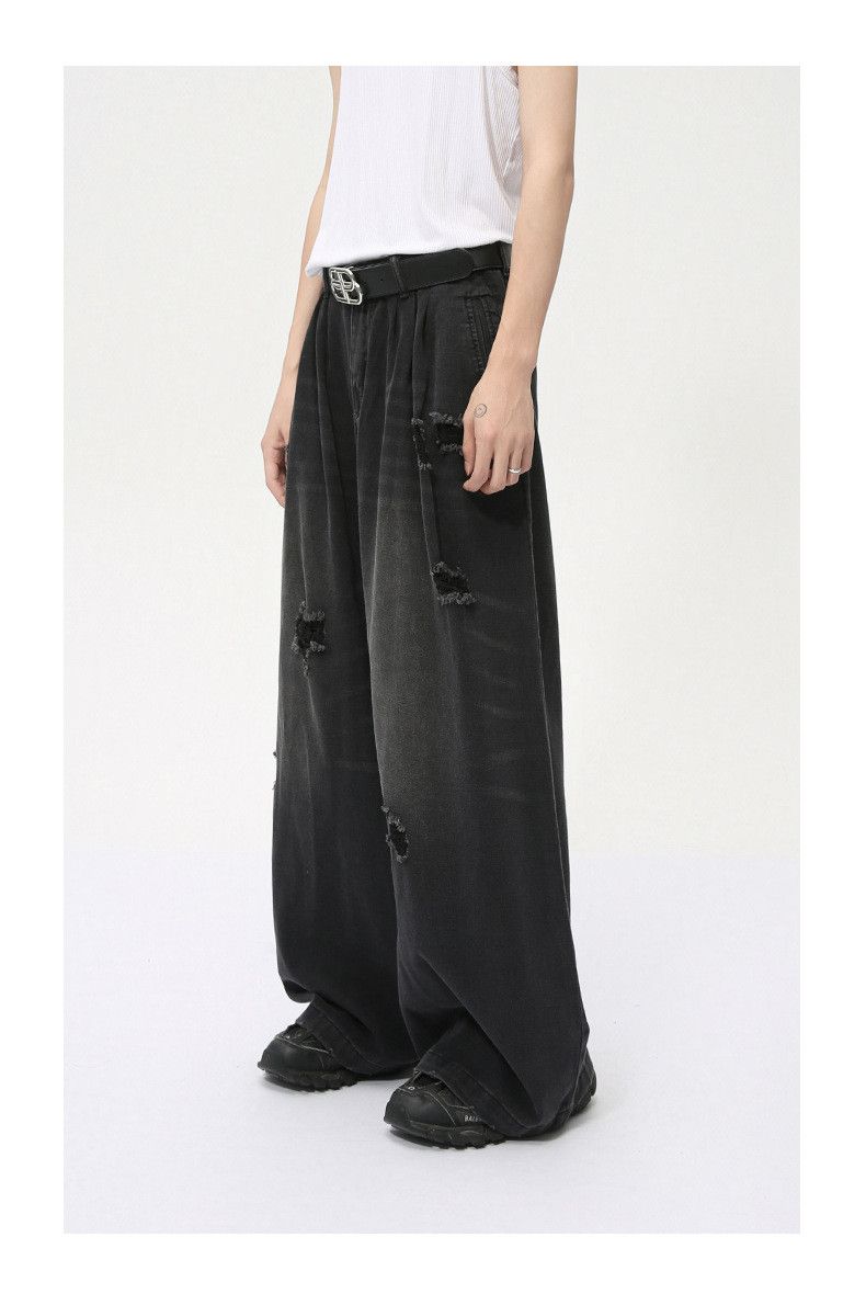 Japanese Brand × Jean Vintage distressed wide-leg loose straight-leg ripped jeans Size US 32 / EU 48 - 6 Thumbnail
