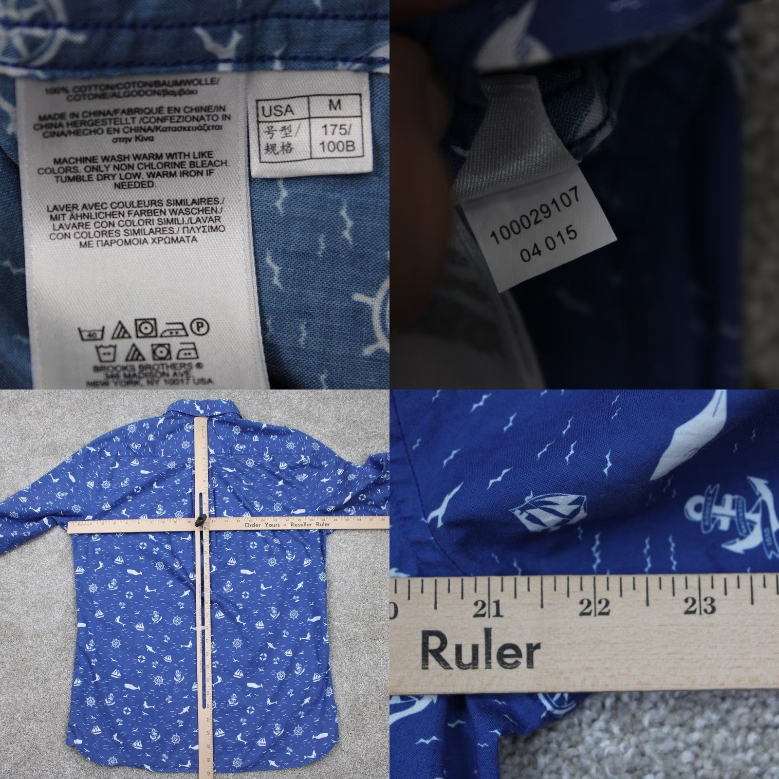 Brooks Brothers Brooks Brothers Fleece AOP Shirt Mens Medium Blue All Over Print Size US M / EU 48-50 / 2 - 8 Thumbnail