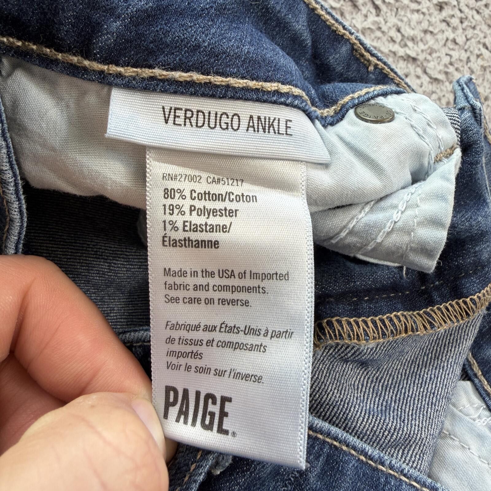 Paige PAIGE Verdugo Ankle Skinny Jeans Womens 26 Blue Stretch Size 26" / US 2 / IT 38 - 6 Thumbnail