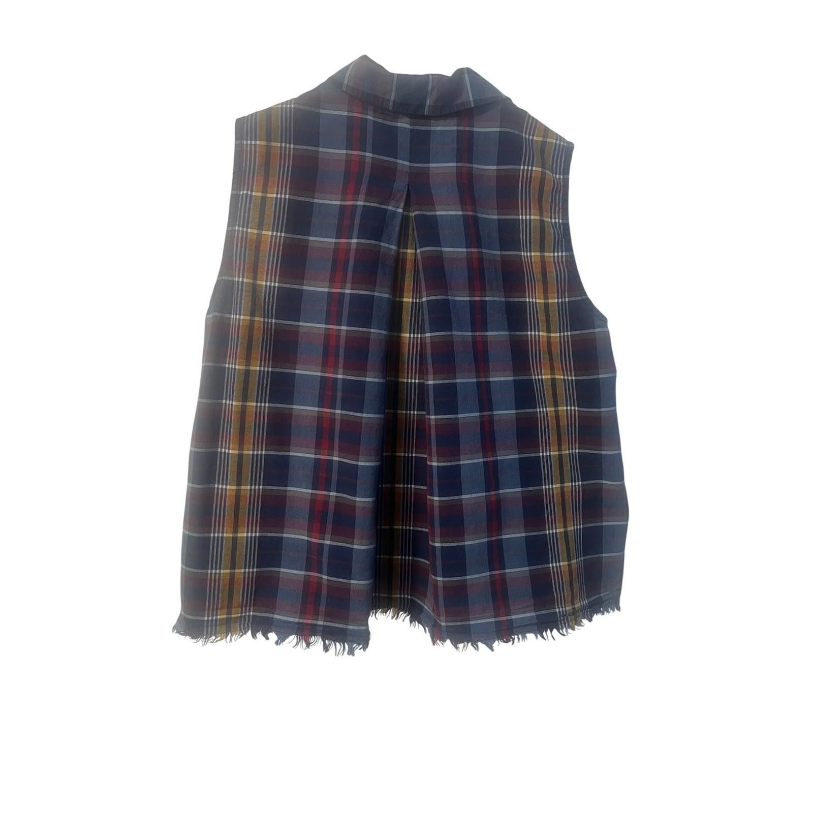 Madewell Madewell Plaid Sleeveless Top Frayed Hem Button Down XXS Size XXS / US 00 / IT 34 - 3 Thumbnail