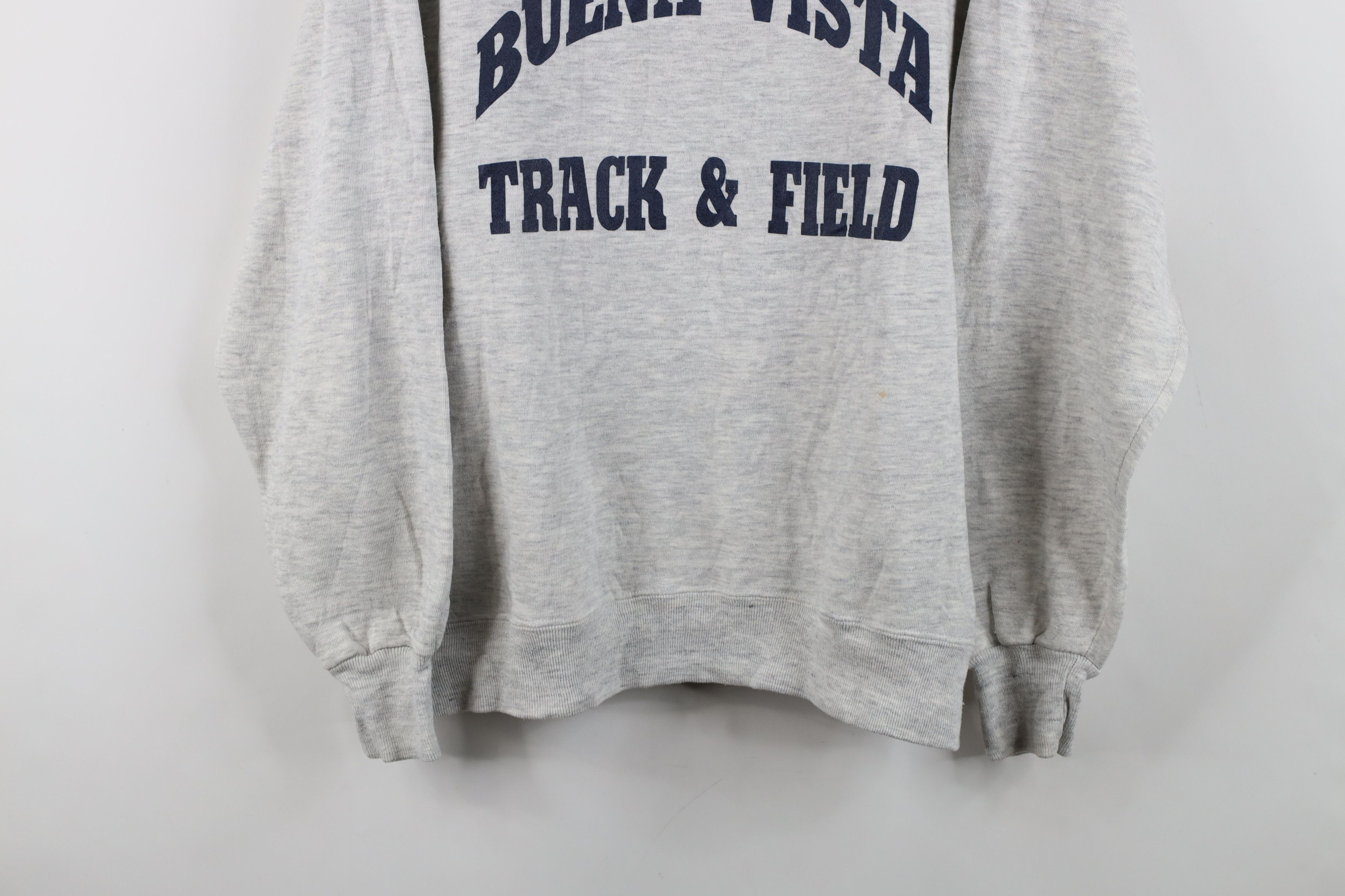 Vintage Vintage 90s Buena Vista Track and Field Sweatshirt Gray USA Size US L / EU 52-54 / 3 - 3 Thumbnail