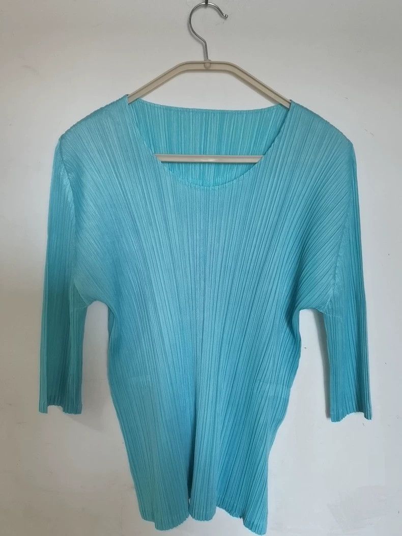 Issey Miyake issey miyake size:3 Light blue pleated top Size XXS / US 00 / IT 34 - 1 Thumbnail