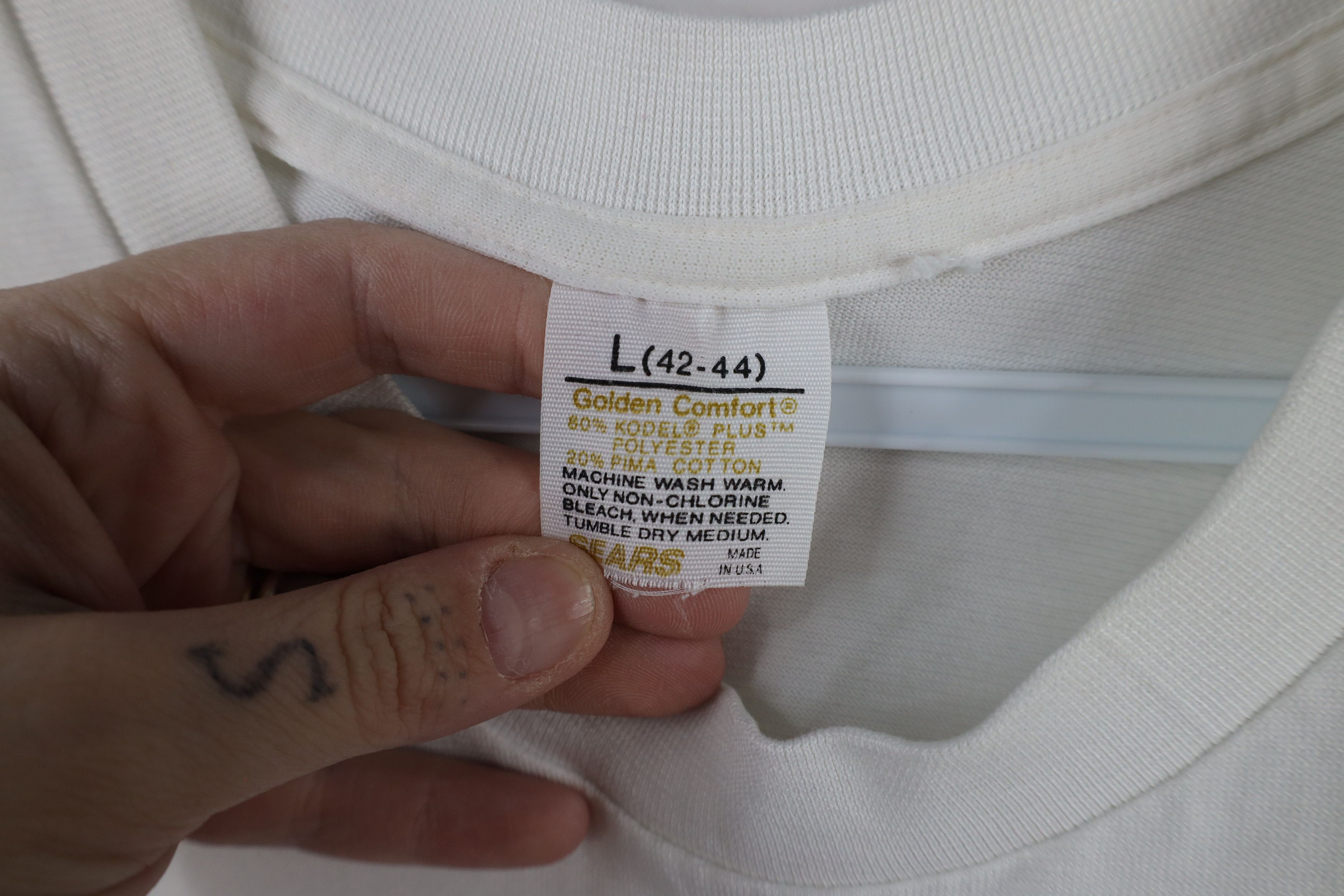Vintage Vintage 70s Streetwear Knit Short Sleeve T-Shirt White USA Size US L / EU 52-54 / 3 - 4 Thumbnail