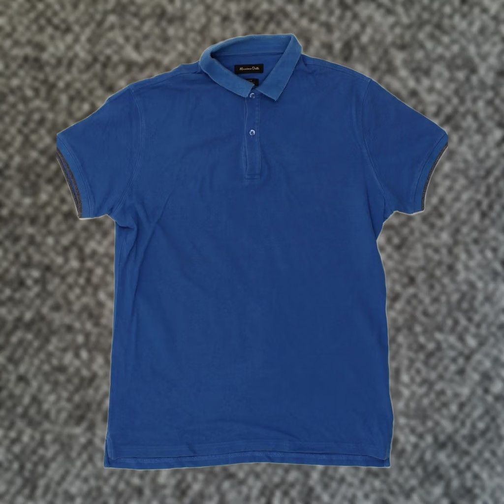 Massimo Dutti MASSIMO DUTTI Mens Slim Fit Polo Shirt Large Blue II04 Size US L / EU 52-54 / 3 - 1 Thumbnail