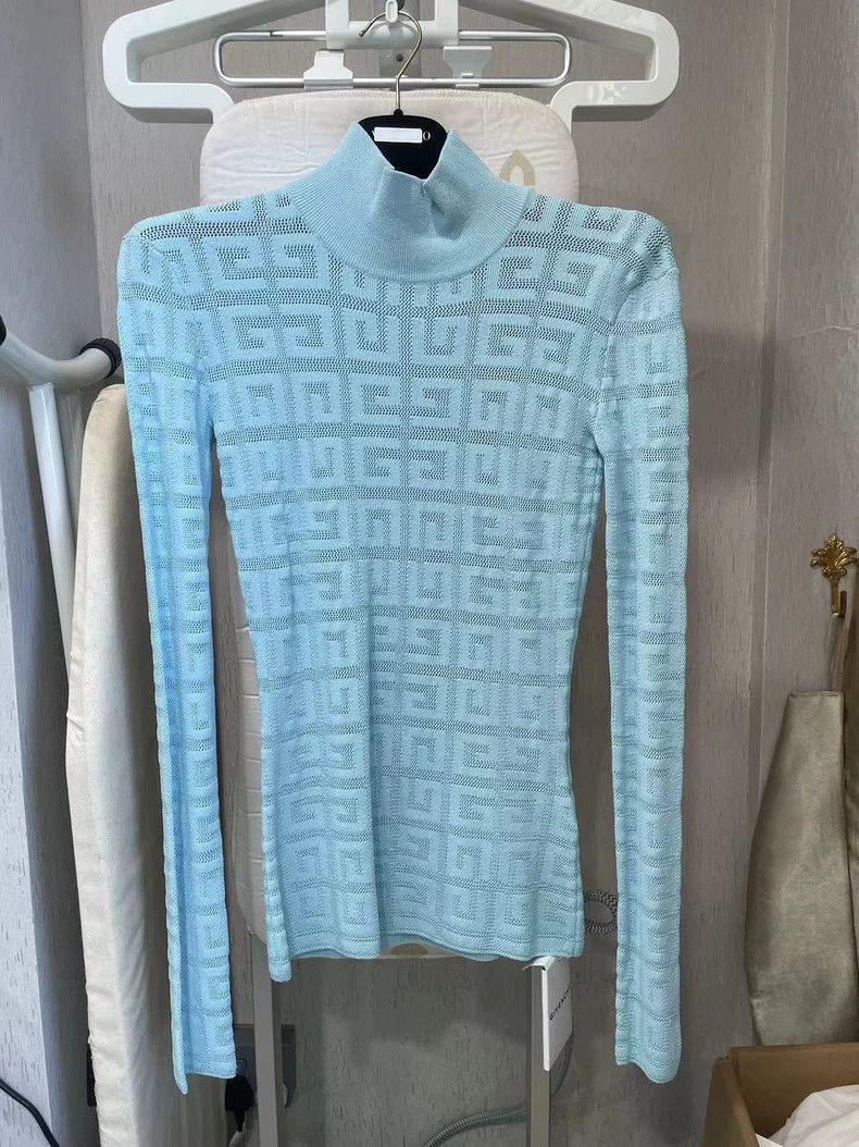 Givenchy Givenchy Light Blue High-Neck Knit Top, Size XS Size US XS / EU 42 / 0 - 1 Thumbnail