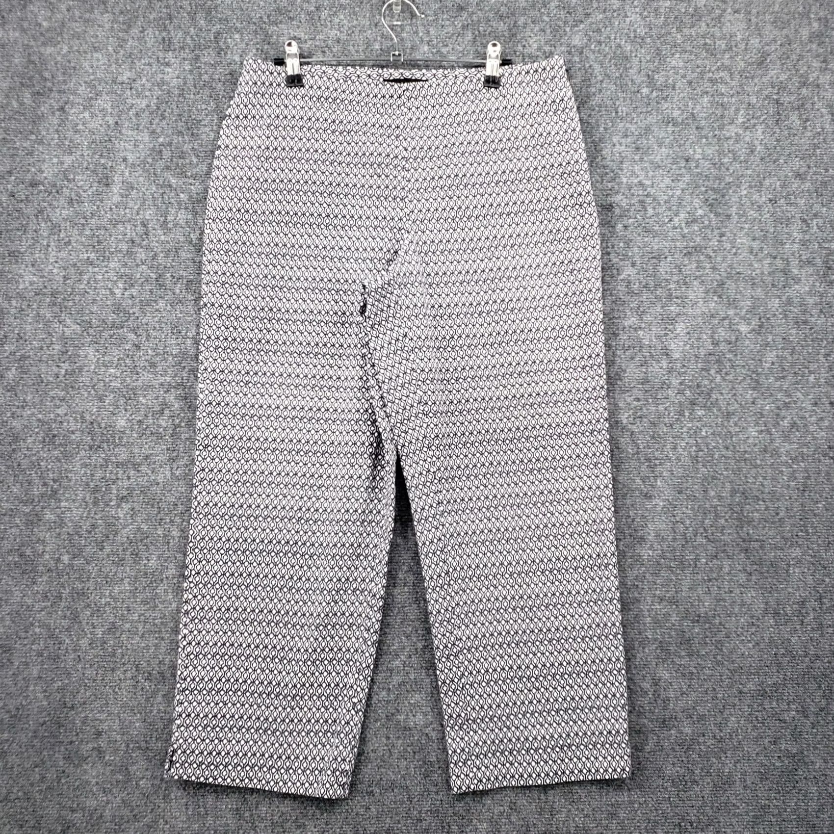 Talbots Talbots Pants Womens 10 Blue White Crop Straight Geometric Stretch Size 32" / US 10 / IT 46 - 2 Thumbnail