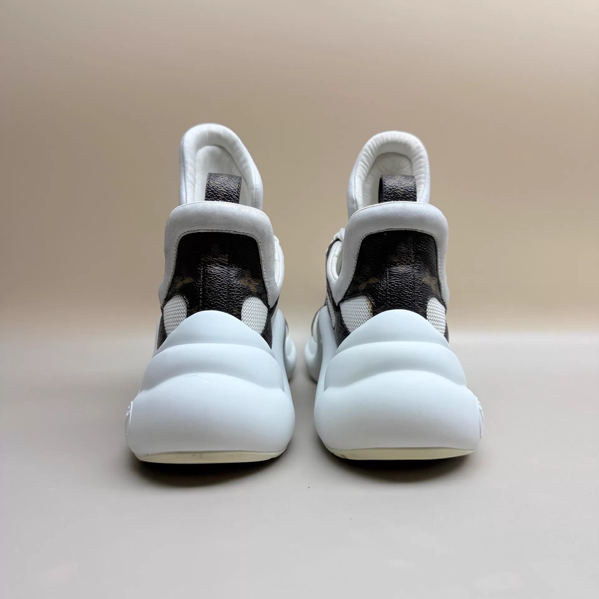Louis Vuitton LV White Brown Monogram Arch Dad Shoe 38 95 New Size US 7.5 / IT 37.5 - 3 Thumbnail