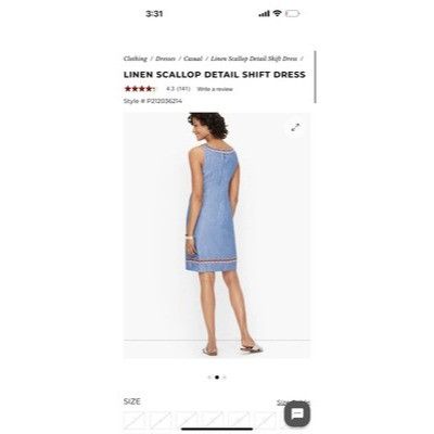 Talbots $120 Talbots Linen Scallop Detail Shift Dress Blue Rainbow S Size M / US 6-8 / IT 42-44 - 2 Thumbnail