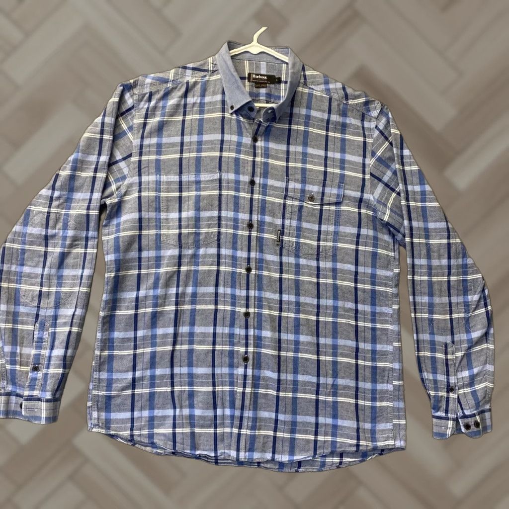 Barbour Barbour Shirt Mens Large Blue Plaid Cotton Button Up Long Sleeve/ 109-11 Size US L / EU 52-54 / 3 - 1 Thumbnail