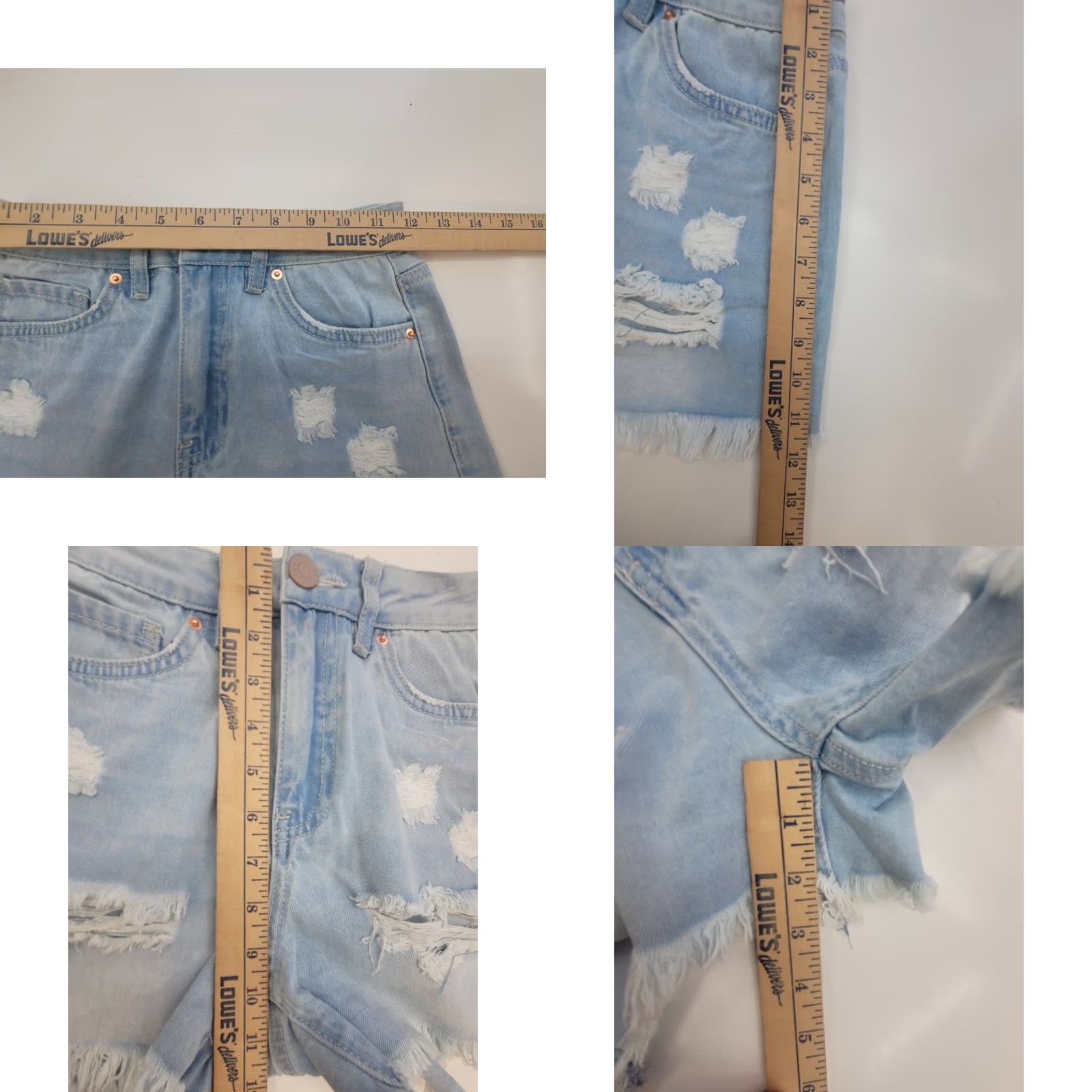 Denime Womens YMI Dream Light Denim Jean Shorts Size 0/24 Blue Slim Cut-Off 5-Pocket Mid Rise 2.0 Inseam 100% Cotton Shorts Size 25" / US 0 / IT 36 - 8 Thumbnail