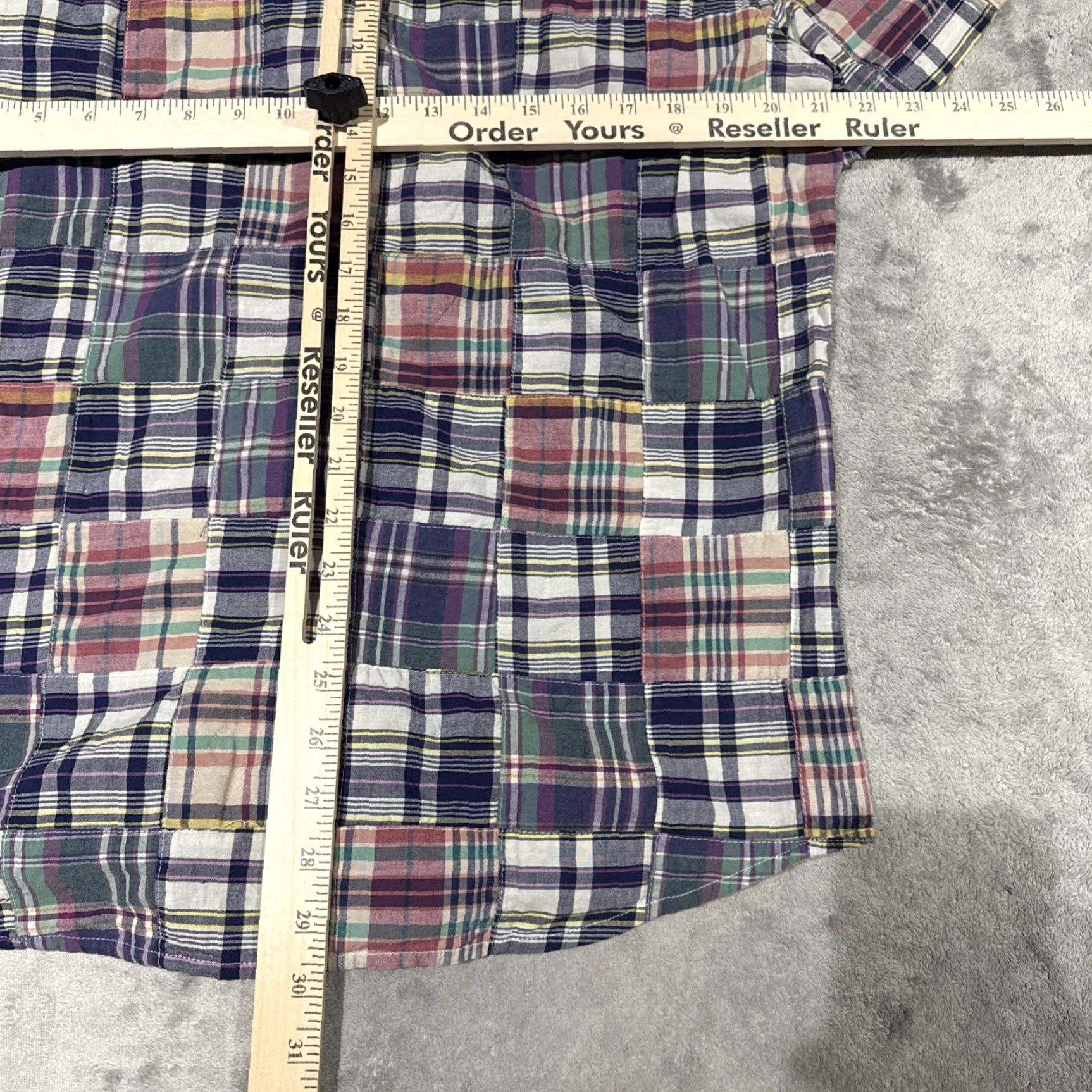 J.Crew J Crew Shirt Men Large Slim Fit Madras Plaid Patchwork Short Sleeve Button Down Multicolor Size US L / EU 52-54 / 3 - 7 Thumbnail