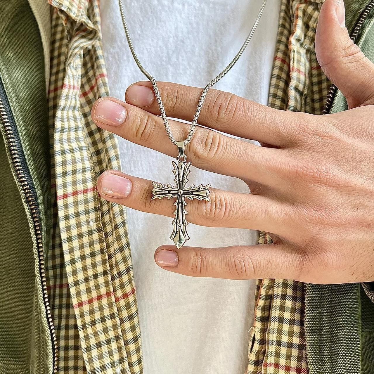 Japanese Brand gothic grunge silver cross pendant necklace Size ONE SIZE - 5 Thumbnail