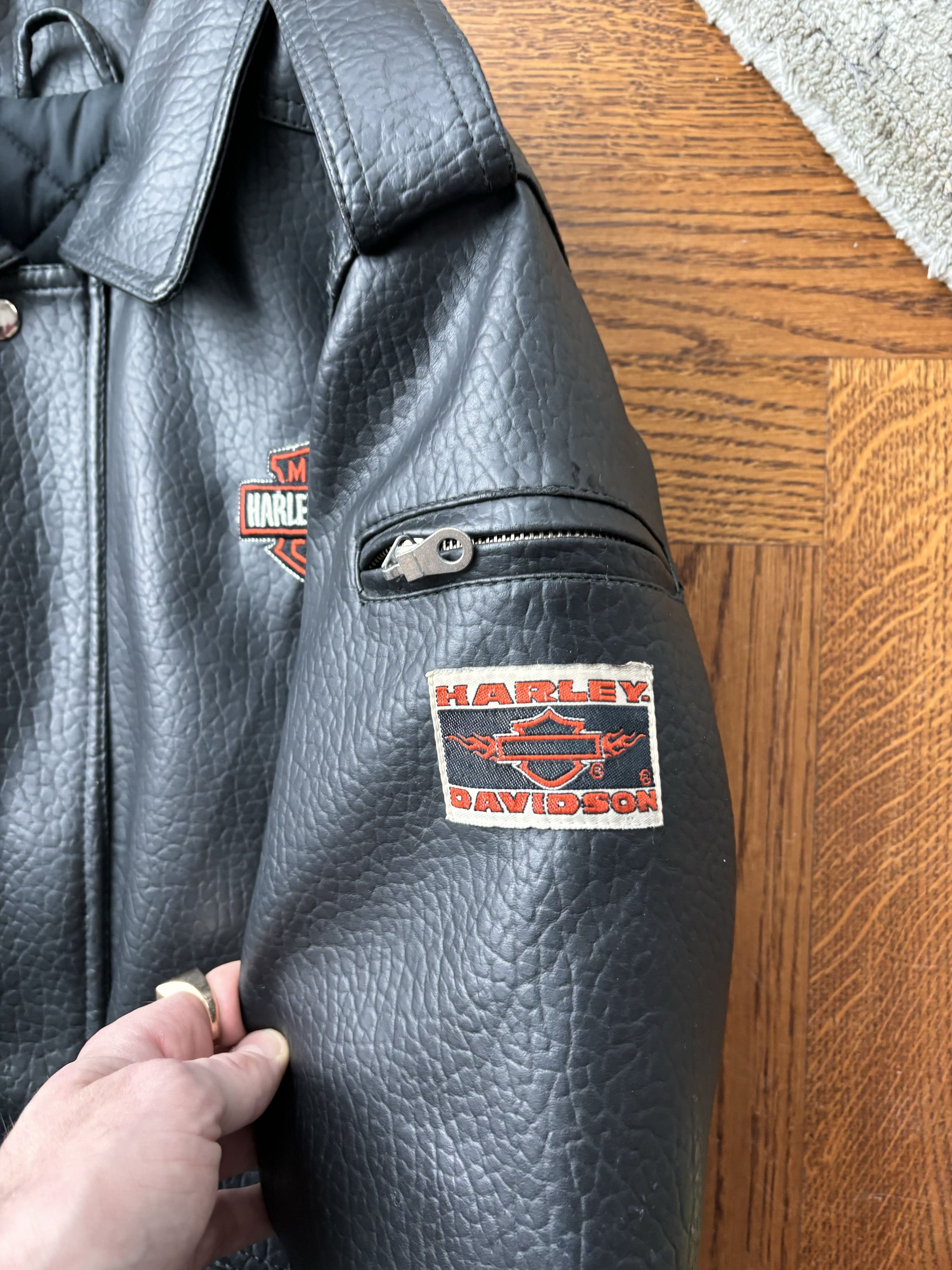Harley Davidson × Vintage Y2K Baby Harley Davidson Vegan Leather Jacket Moto Crop Tiny Size XXS / US 00 / IT 34 - 12 Thumbnail