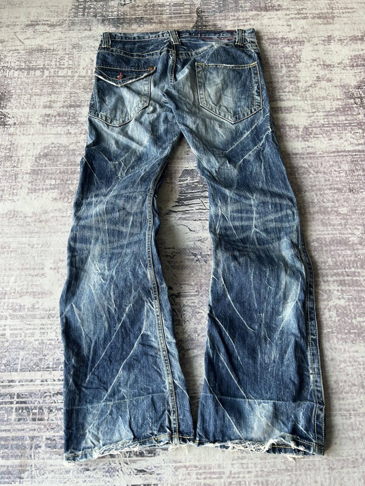 Tornado Mart Blue Way Flared Asidwash Jeans Size US 32 / EU 48 - 2 Thumbnail