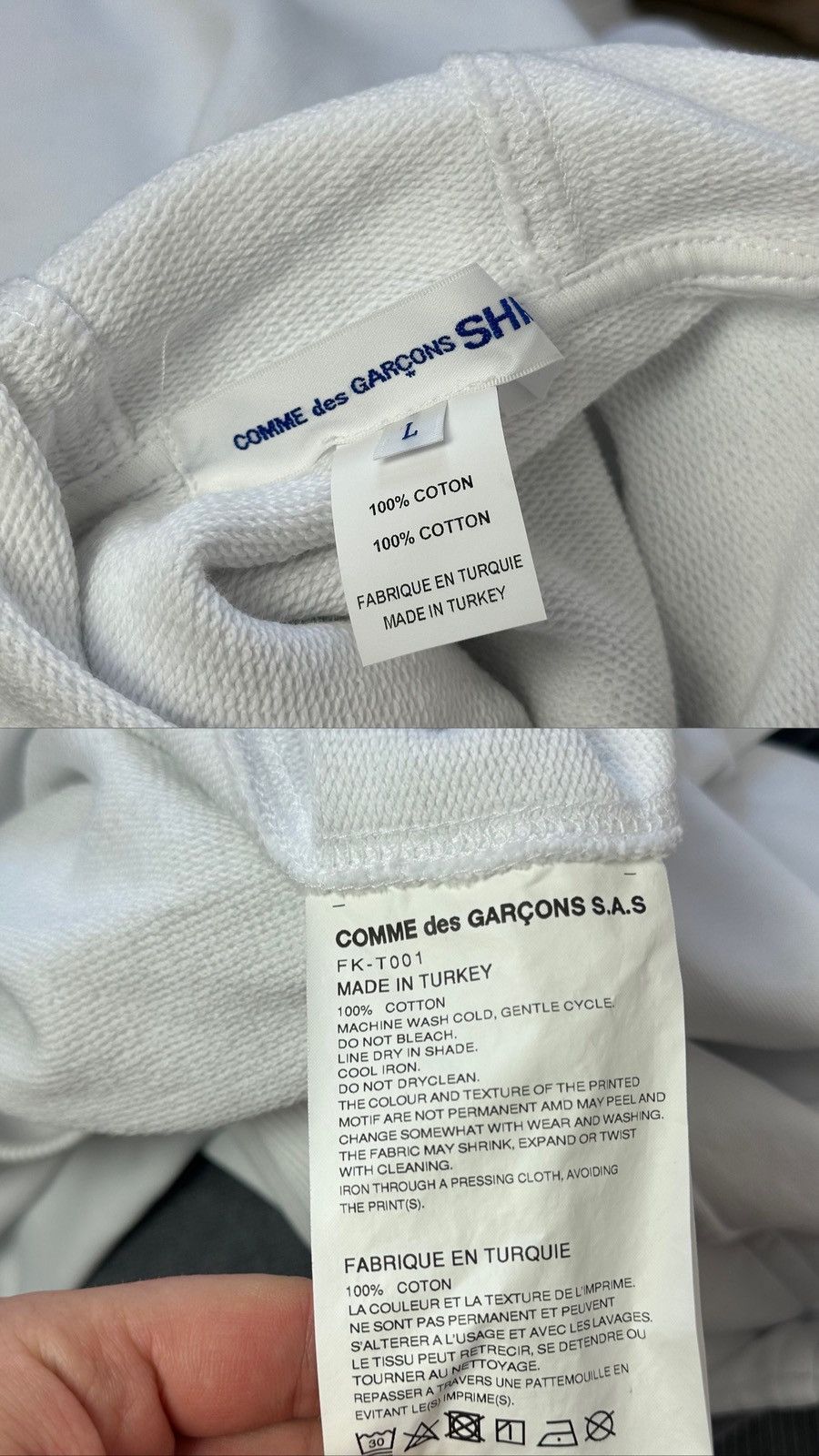 Comme des Garcons Comme des Garcons Fresh Logo White Drawsting Cotton Hoodie Size US L / EU 52-54 / 3 - 10 Thumbnail