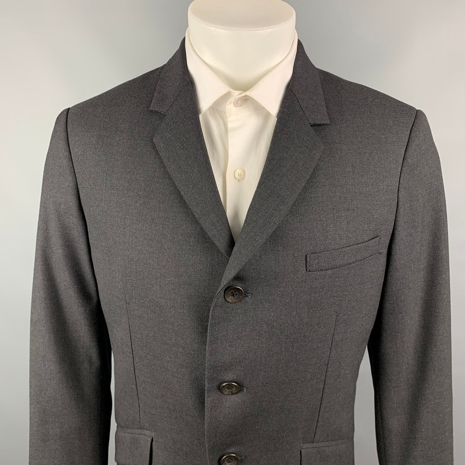 Rag & Bone RAG & BONE Size 40 Charcoal Wool Notch Lapel Sport Coat Size 40R - 2 Thumbnail